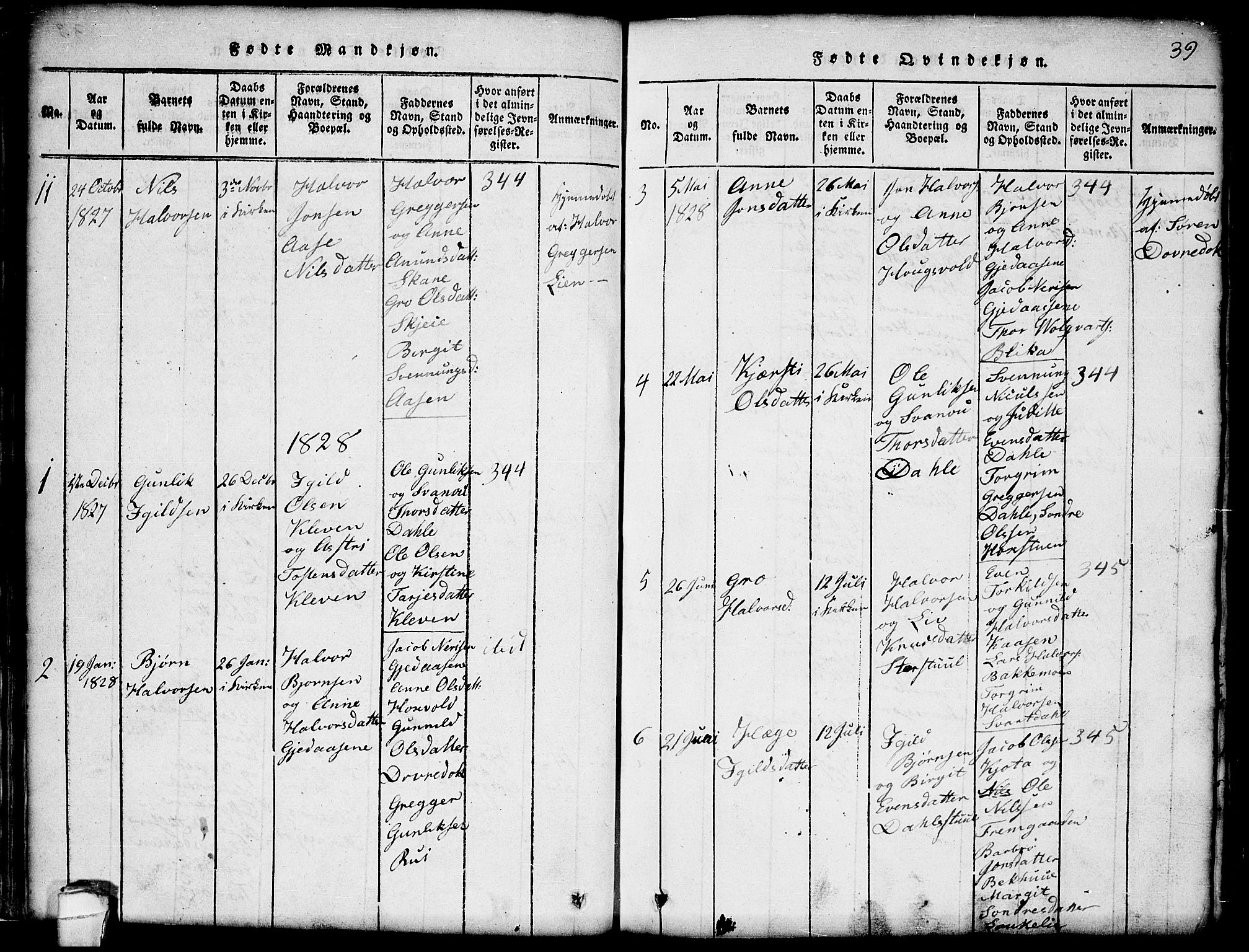 Seljord kirkebøker, SAKO/A-20/G/Gb/L0002: Parish register (copy) no. II 2, 1815-1854, p. 39