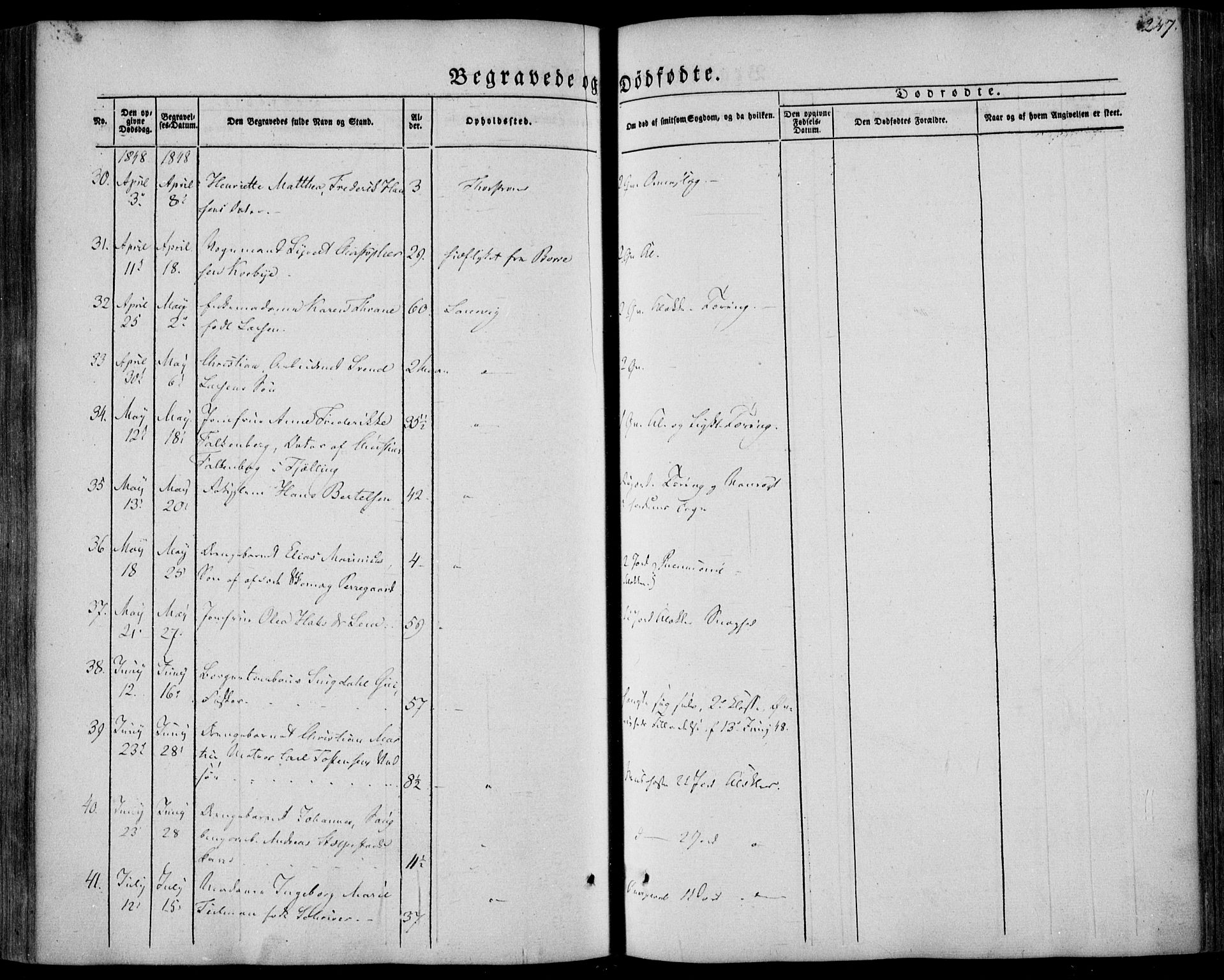 Larvik kirkebøker, AV/SAKO-A-352/F/Fa/L0003: Parish register (official) no. I 3, 1848-1856, p. 247