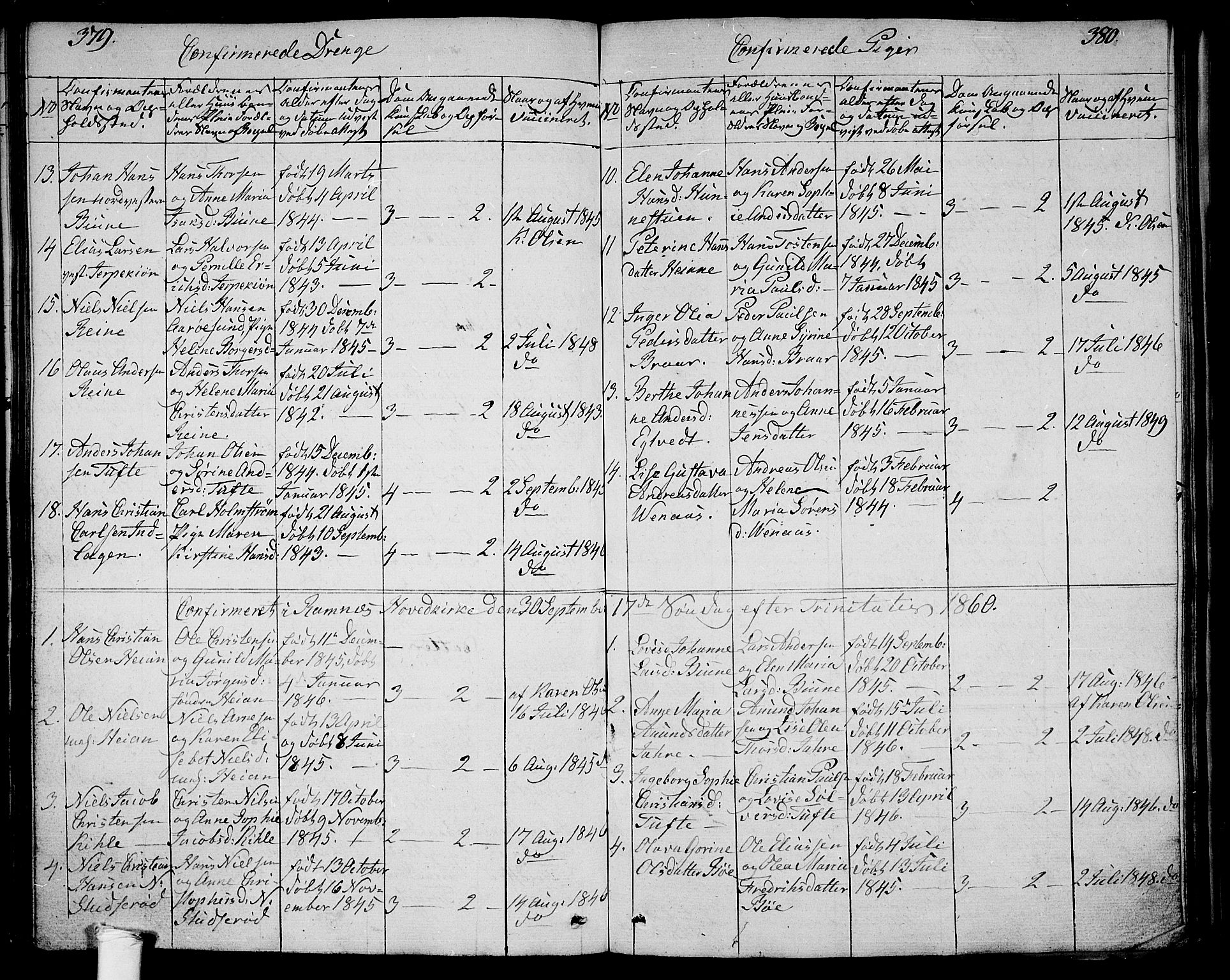 Ramnes kirkebøker, SAKO/A-314/G/Ga/L0002: Parish register (copy) no. I 2, 1848-1870, p. 379-380