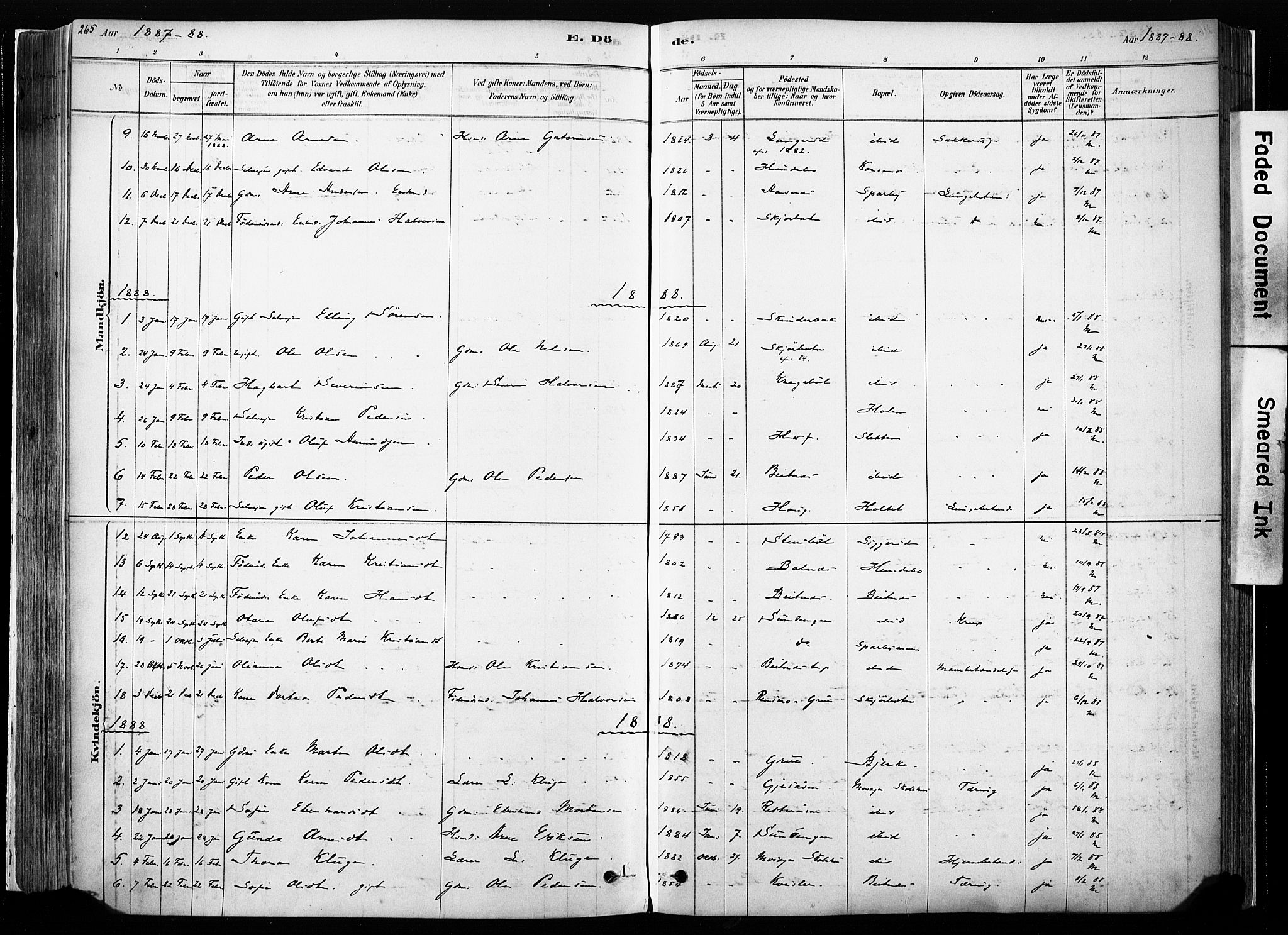 Hof prestekontor, AV/SAH-PREST-038/H/Ha/Haa/L0010: Parish register (official) no. 10, 1878-1909, p. 265