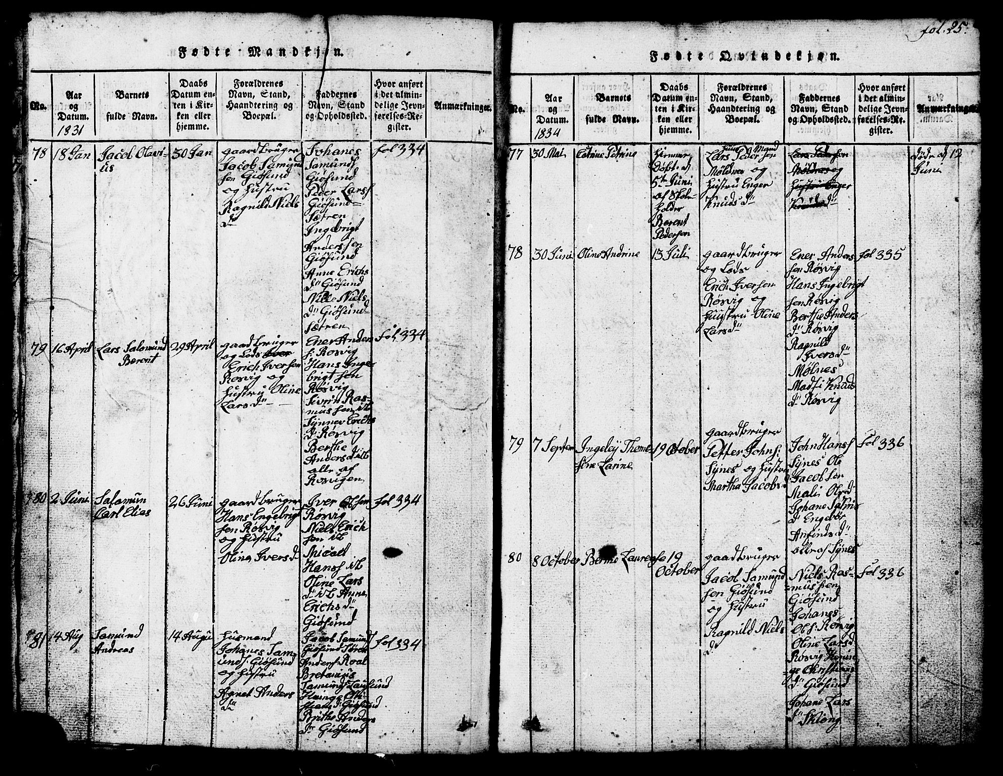 Ministerialprotokoller, klokkerbøker og fødselsregistre - Møre og Romsdal, AV/SAT-A-1454/537/L0520: Parish register (copy) no. 537C01, 1819-1868, p. 25