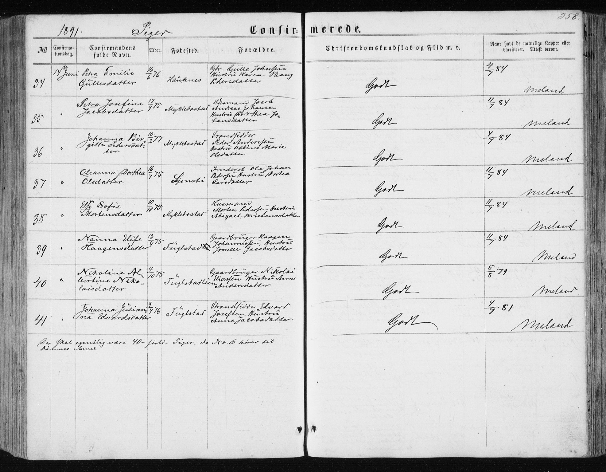 Ministerialprotokoller, klokkerbøker og fødselsregistre - Nordland, AV/SAT-A-1459/838/L0556: Parish register (copy) no. 838C03, 1861-1893, p. 358