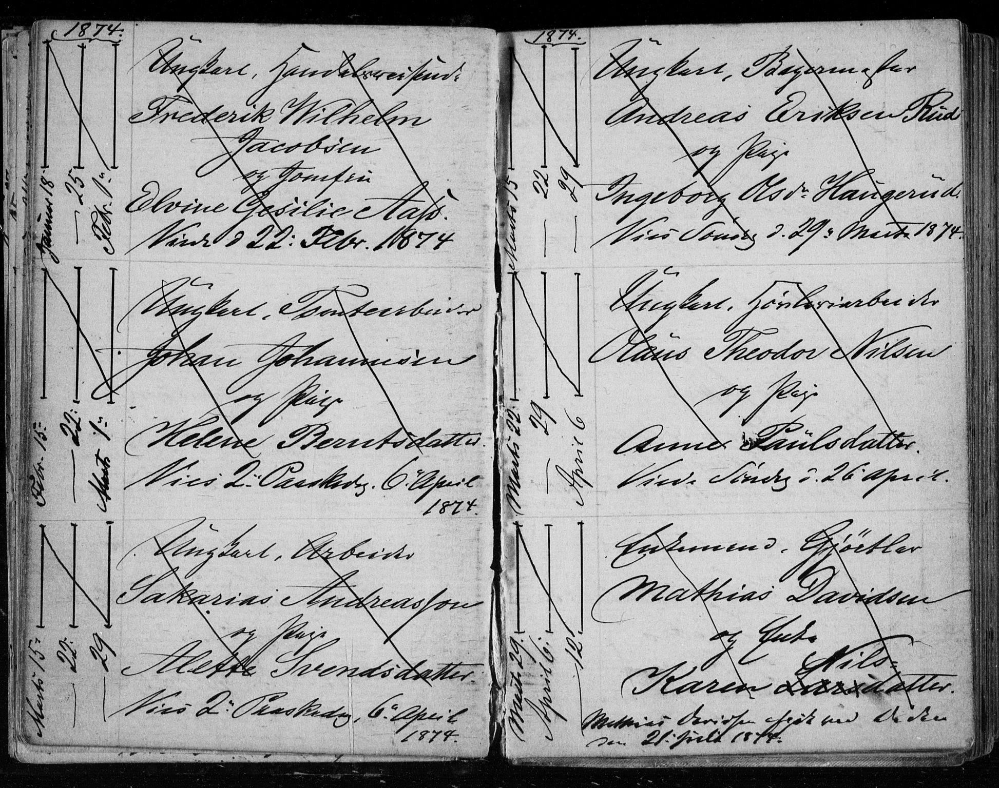 Bragernes kirkebøker, AV/SAKO-A-6/H/Ha/L0006: Banns register no. 6, 1873-1896