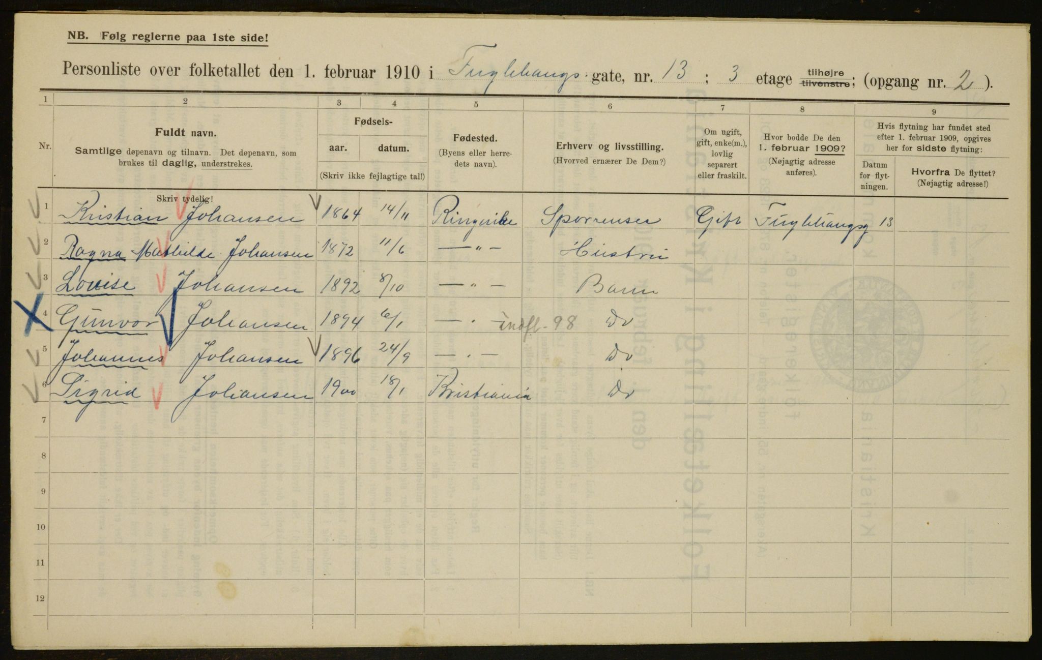 OBA, Municipal Census 1910 for Kristiania, 1910, p. 27085