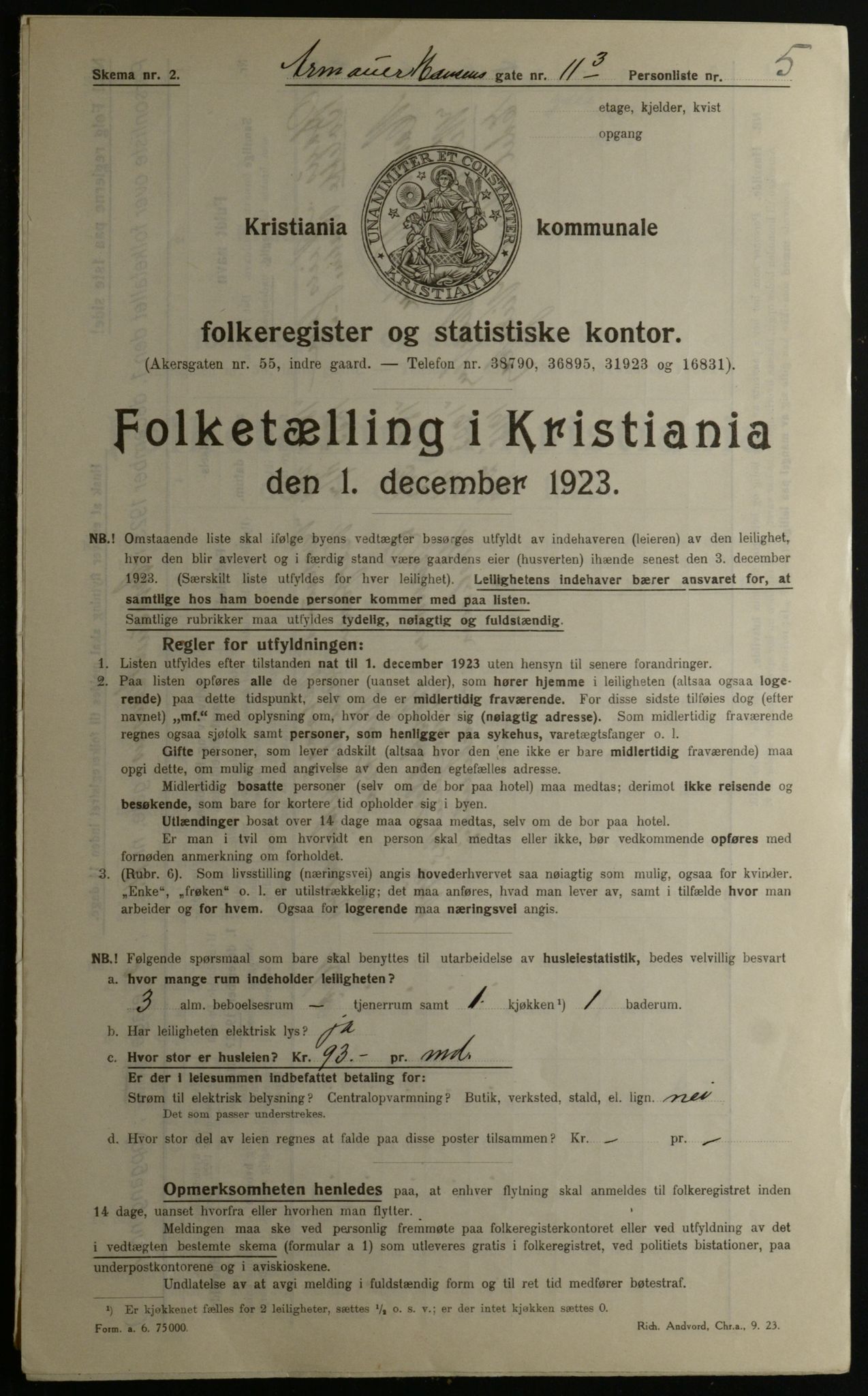 OBA, Municipal Census 1923 for Kristiania, 1923, p. 2779