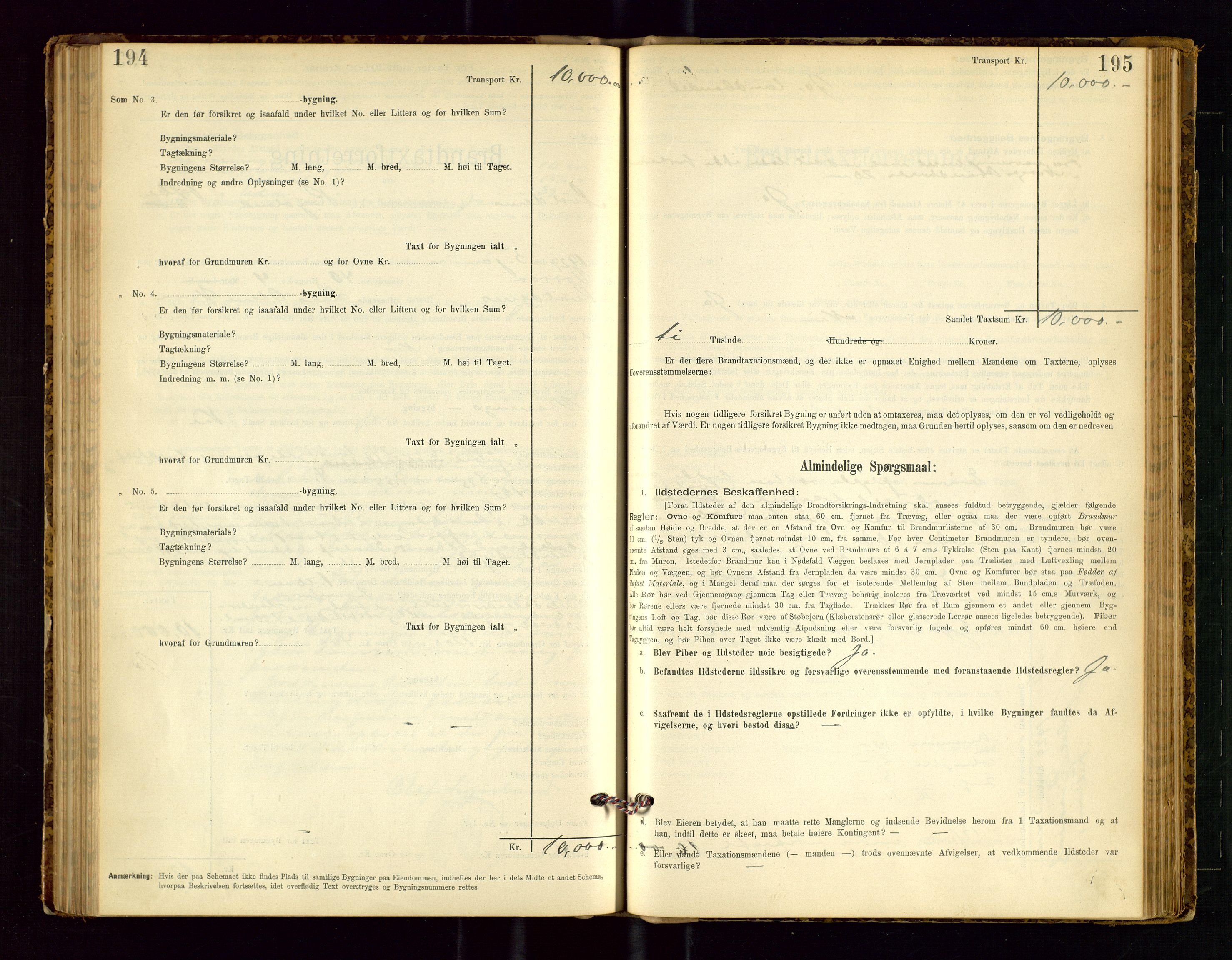Avaldsnes lensmannskontor, SAST/A-100286/Gob/L0001: "Brandtaxationsprotokol for Avaldsnes Lensmandsdistrikt Ryfylke Fogderi", 1894-1925, p. 194-195