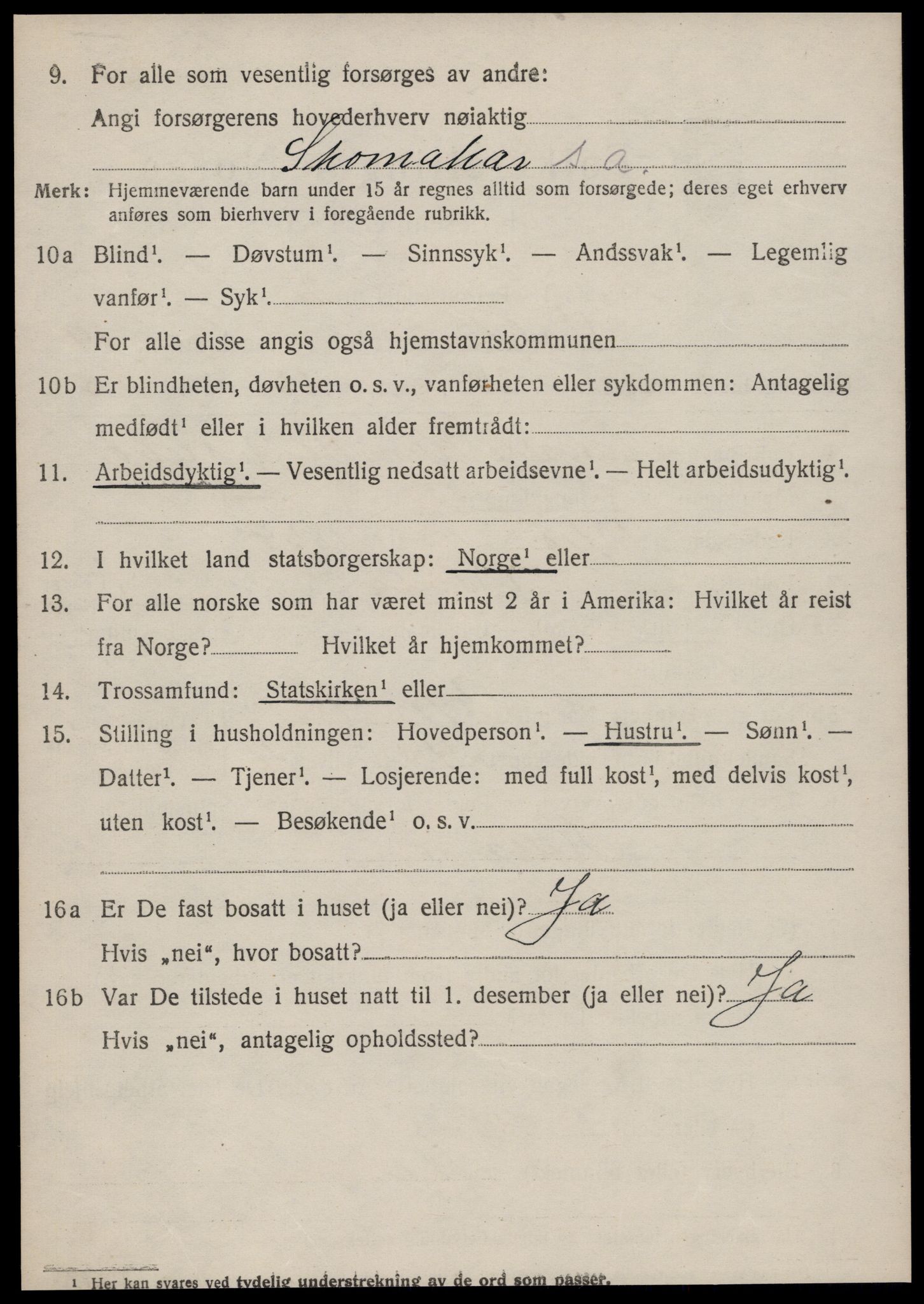 SAT, 1920 census for Volda, 1920, p. 8967