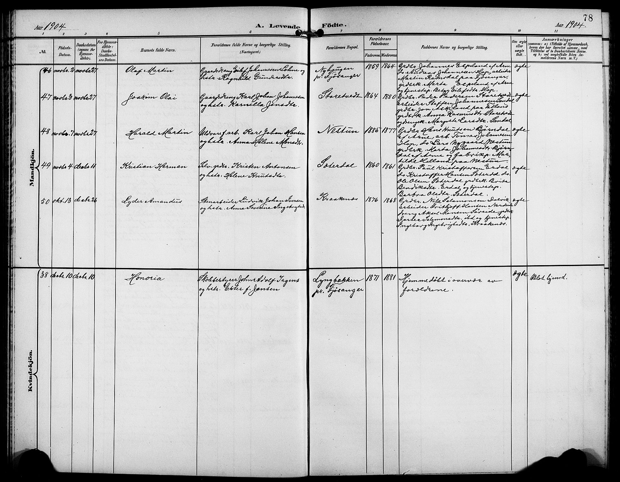 Birkeland Sokneprestembete, AV/SAB-A-74601/H/Hab: Parish register (copy) no. A 5, 1897-1905, p. 78