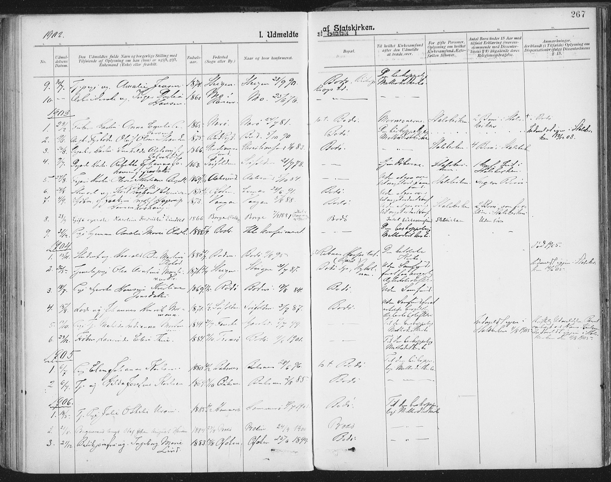 Ministerialprotokoller, klokkerbøker og fødselsregistre - Nordland, SAT/A-1459/801/L0012: Parish register (official) no. 801A12, 1900-1916, p. 267