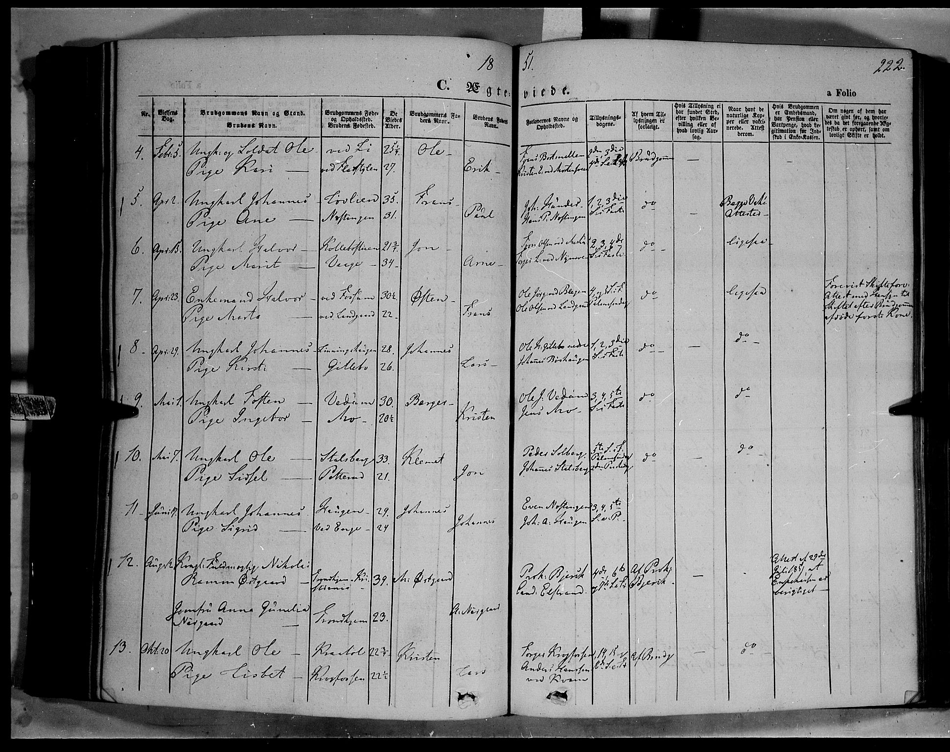 Øyer prestekontor, SAH/PREST-084/H/Ha/Haa/L0005: Parish register (official) no. 5, 1842-1857, p. 222