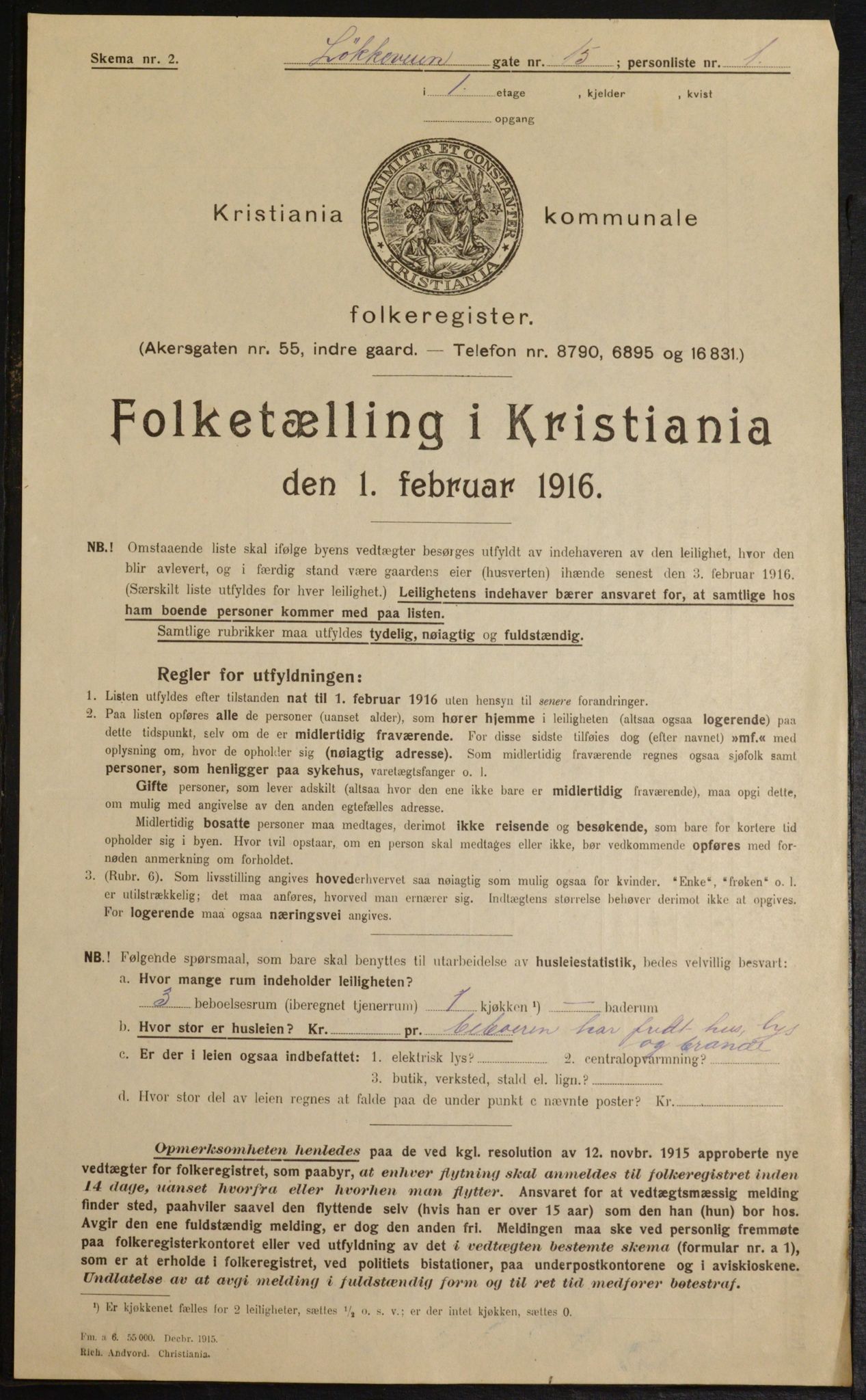 OBA, Municipal Census 1916 for Kristiania, 1916, p. 60093