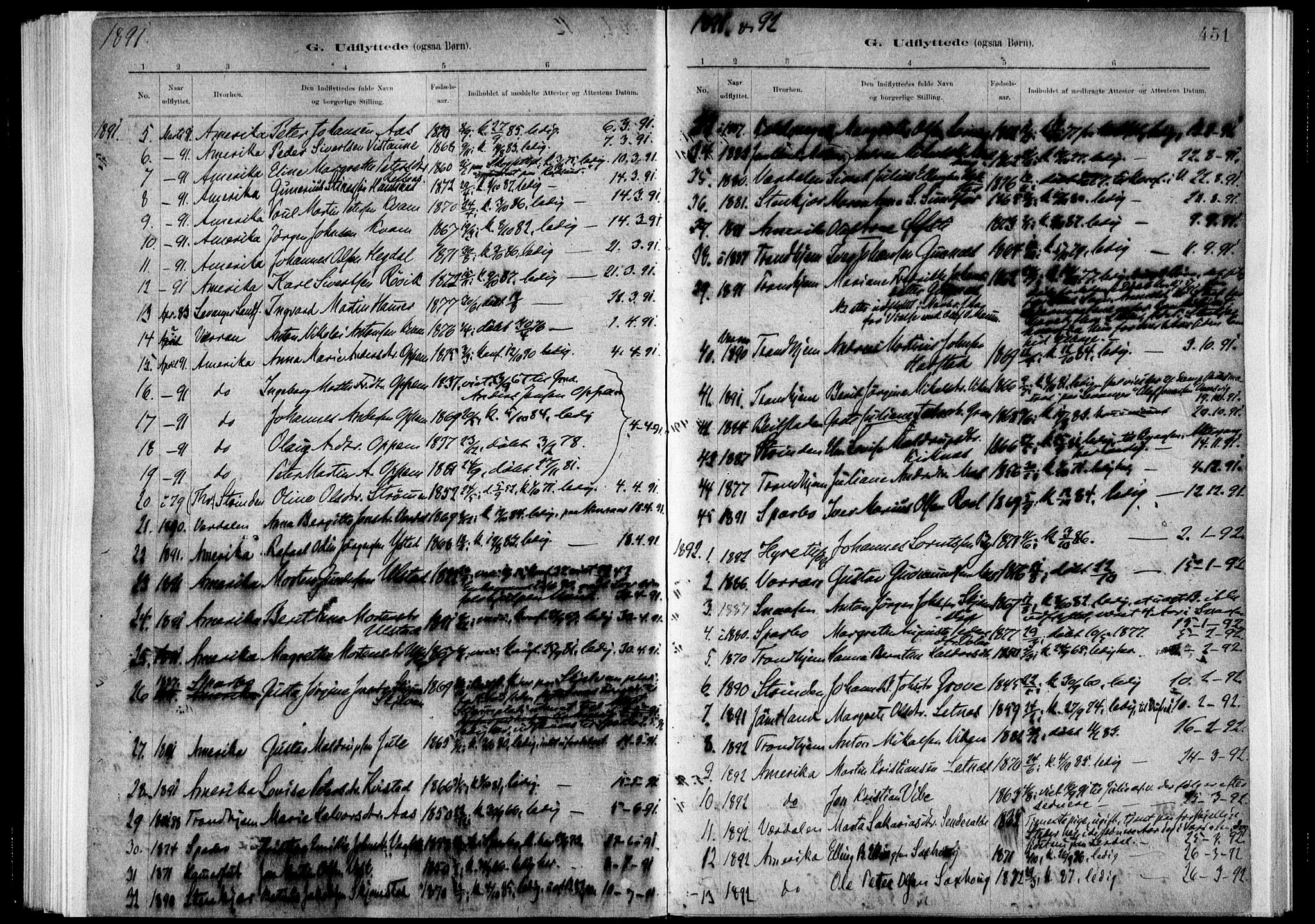 Ministerialprotokoller, klokkerbøker og fødselsregistre - Nord-Trøndelag, SAT/A-1458/730/L0285: Parish register (official) no. 730A10, 1879-1914, p. 451