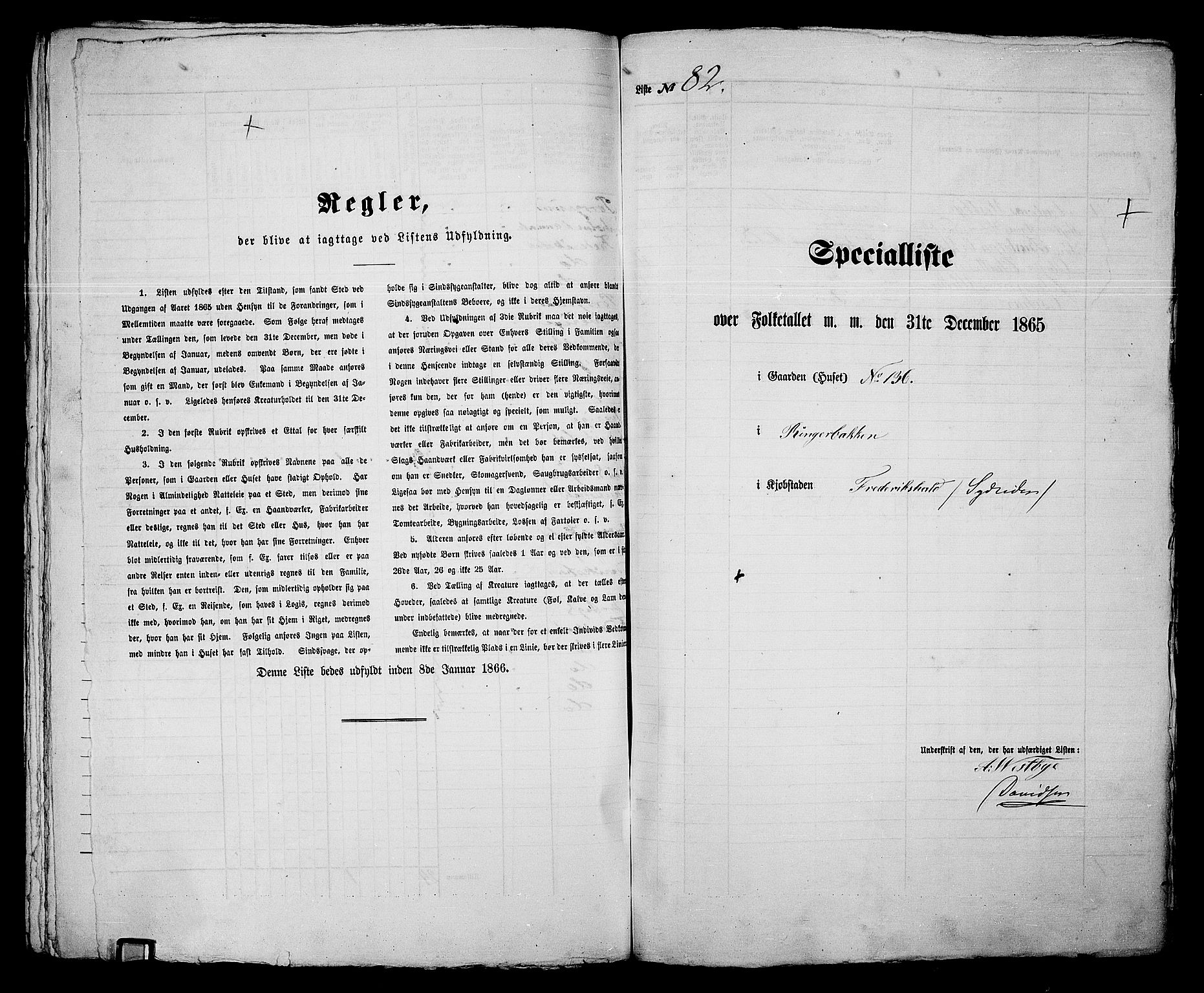 RA, 1865 census for Fredrikshald, 1865, p. 174