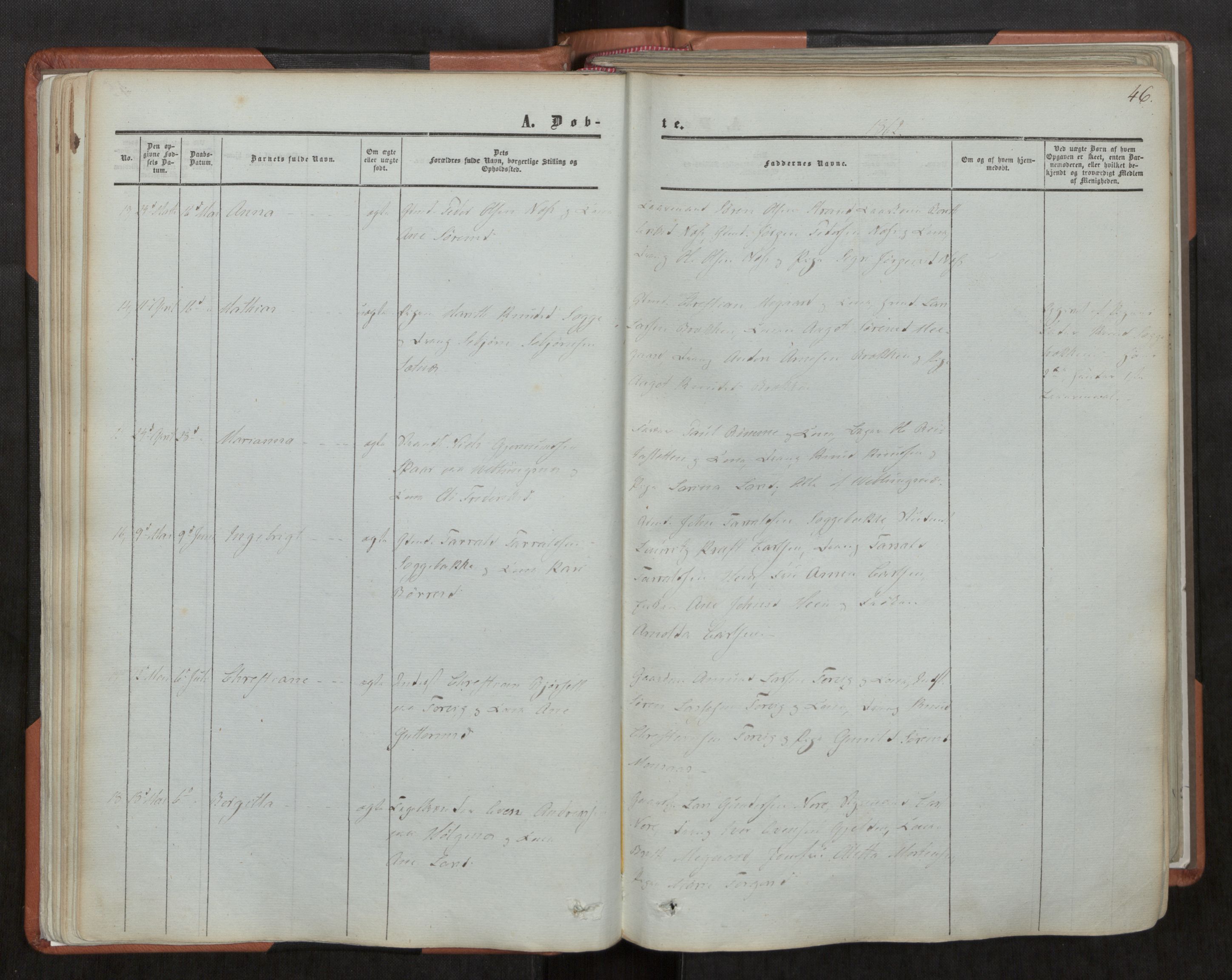 Ministerialprotokoller, klokkerbøker og fødselsregistre - Møre og Romsdal, AV/SAT-A-1454/544/L0572: Parish register (official) no. 544A05, 1854-1886, p. 46