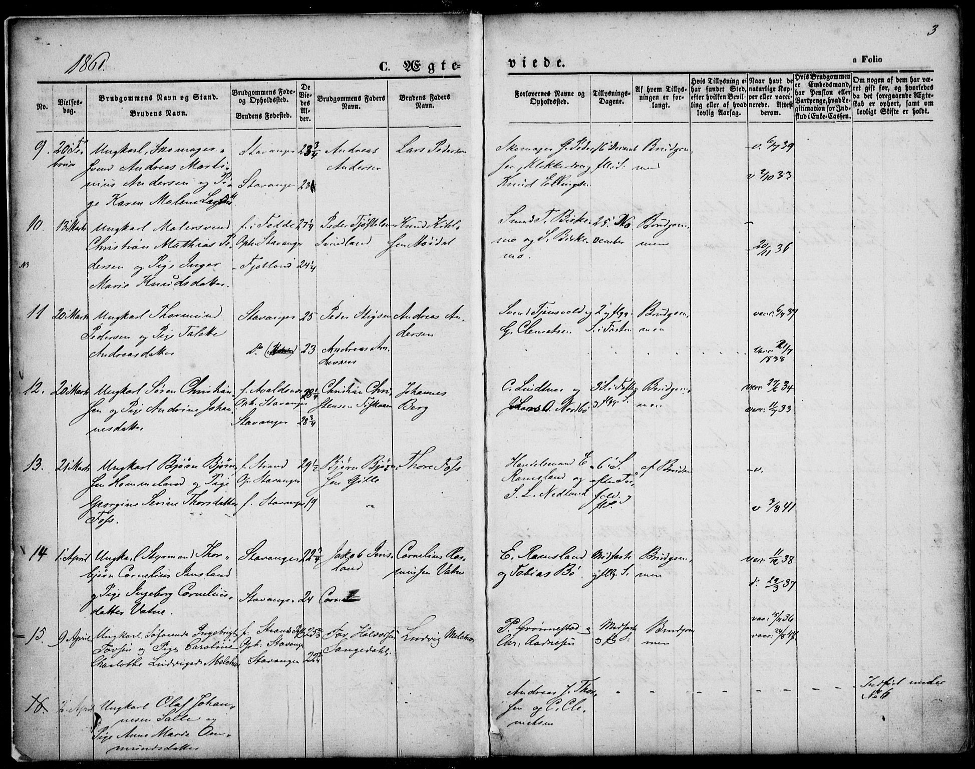 St. Petri sokneprestkontor, AV/SAST-A-101813/001/30/30BA/L0002: Parish register (official) no. A 2, 1861-1869, p. 3