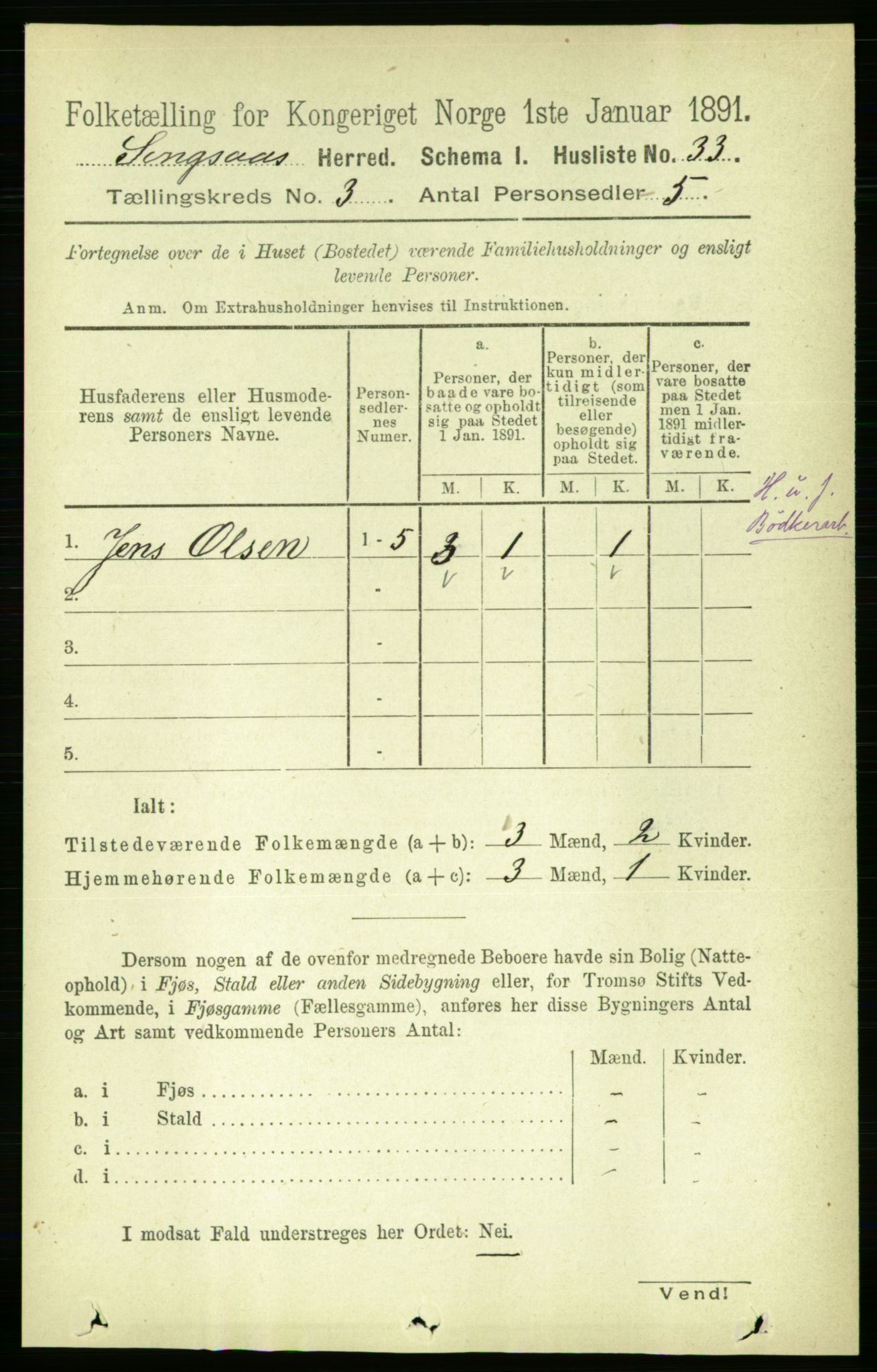 RA, 1891 census for 1646 Singsås, 1891, p. 534