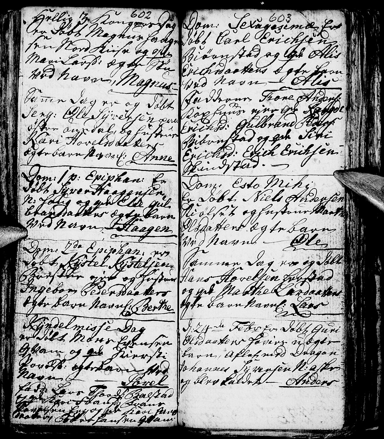 Nes prestekontor, Hedmark, AV/SAH-PREST-020/L/La/L0001: Parish register (copy) no. 1, 1663-1784, p. 602-603