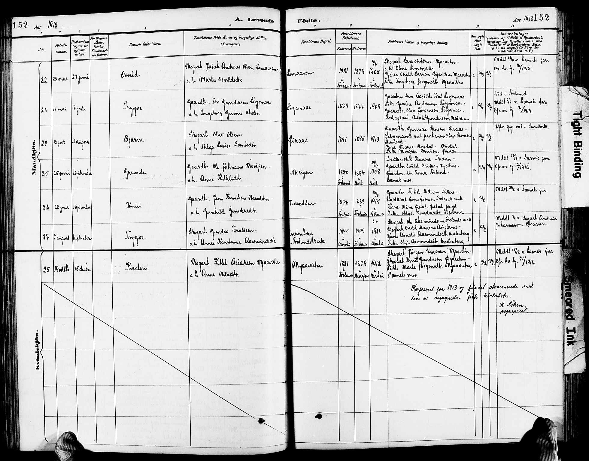 Froland sokneprestkontor, SAK/1111-0013/F/Fb/L0010: Parish register (copy) no. B 10, 1893-1920, p. 152