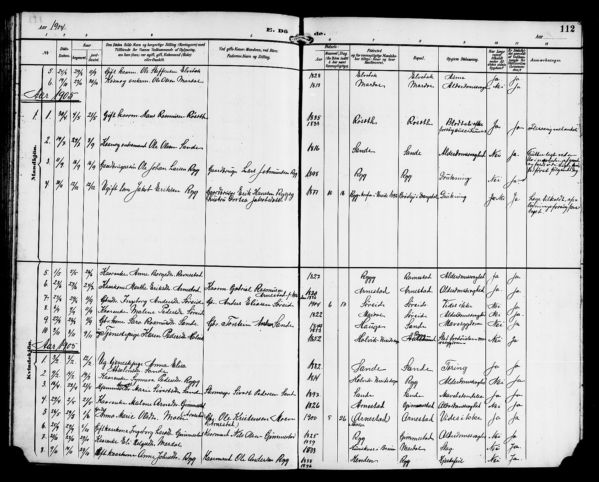 Gloppen sokneprestembete, SAB/A-80101/H/Hab/Habd/L0001: Parish register (copy) no. D 1, 1892-1921, p. 112