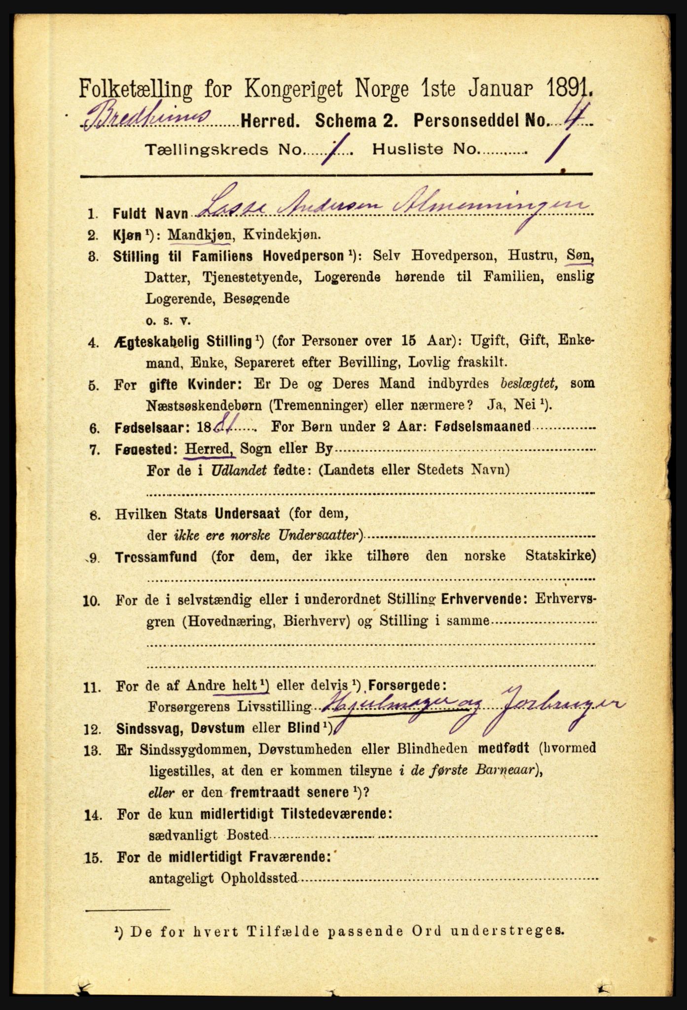 RA, 1891 census for 1446 Breim, 1891, p. 59