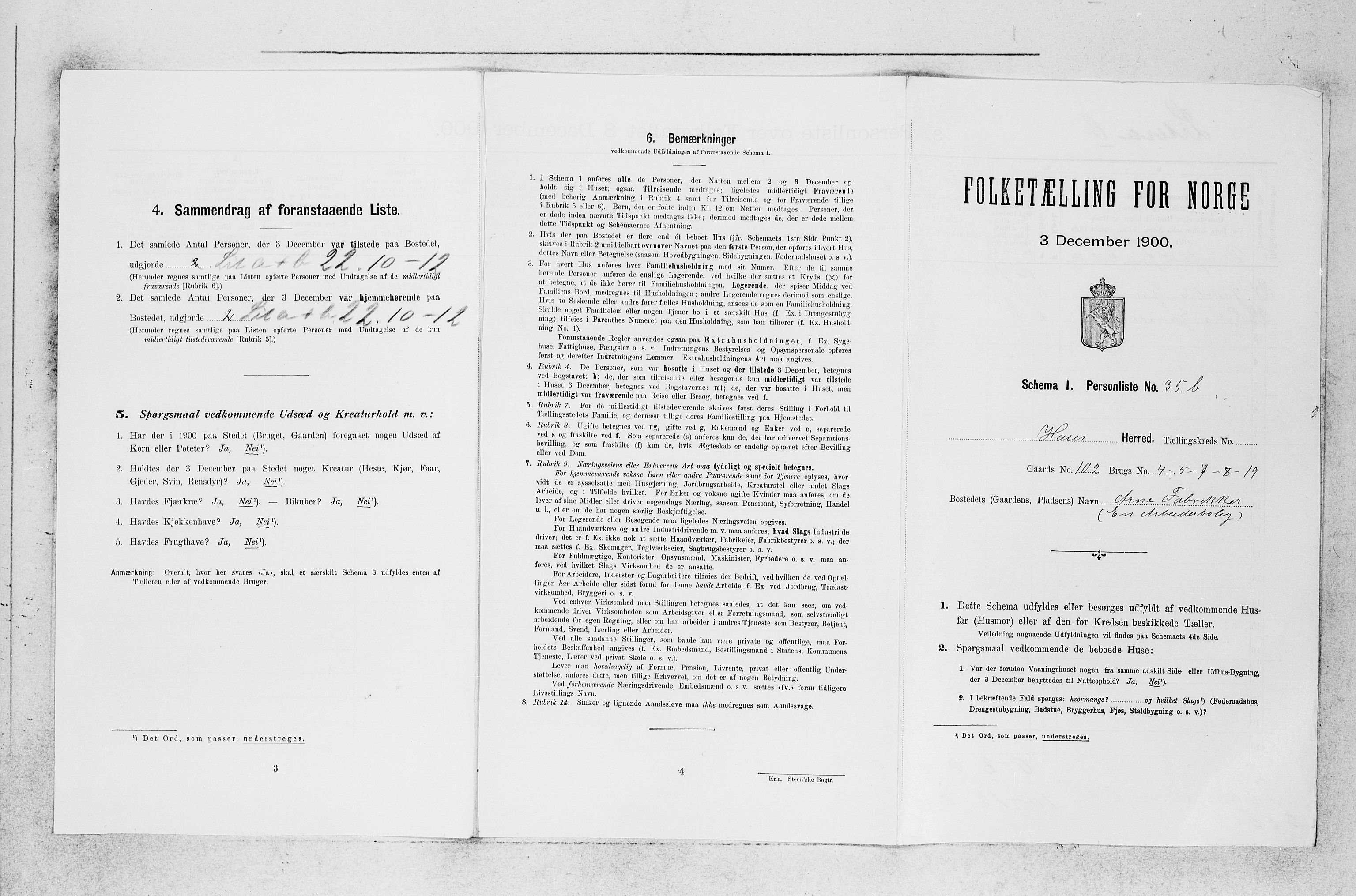 SAB, 1900 census for Haus, 1900, p. 1323