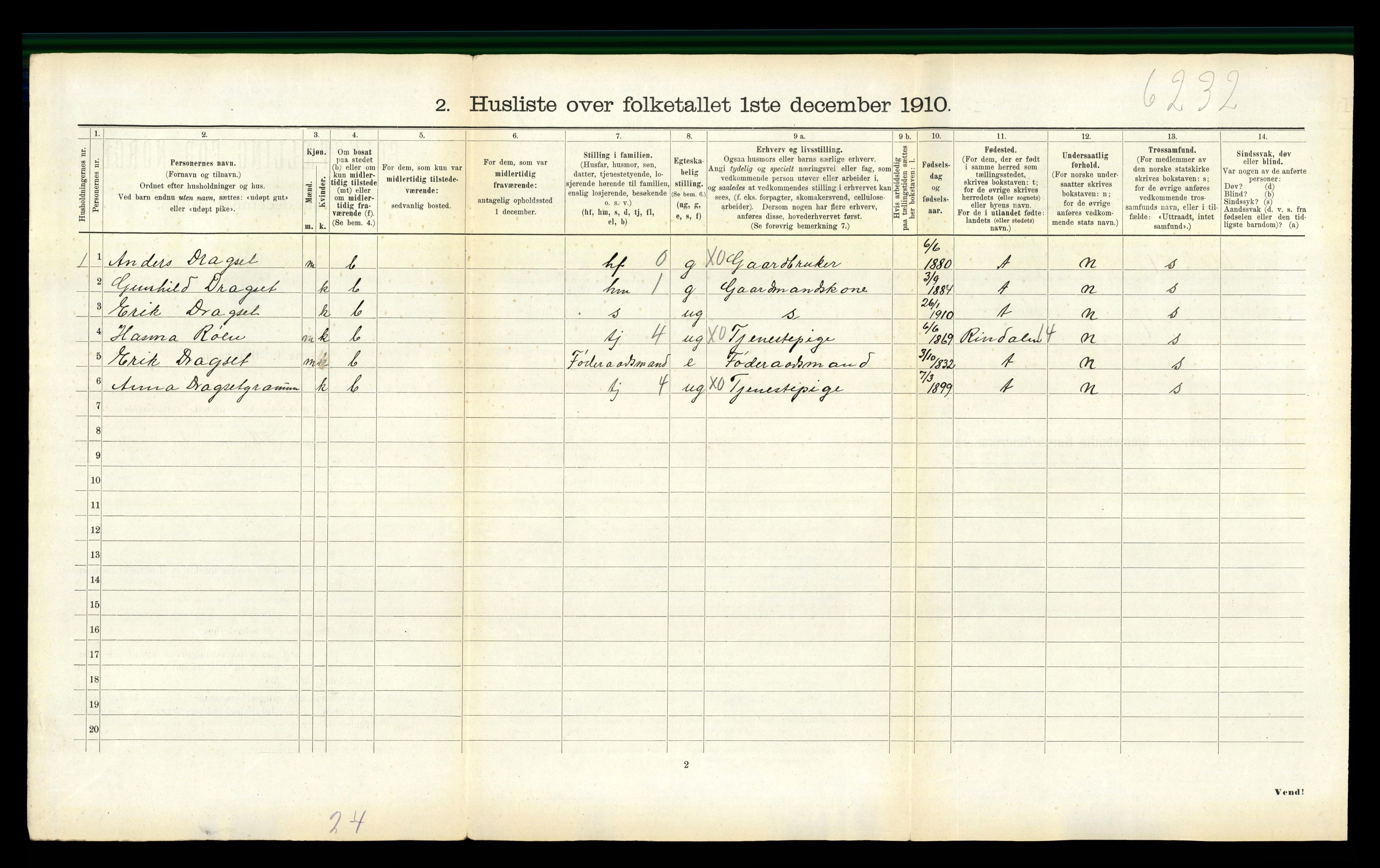 RA, 1910 census for Meldal, 1910, p. 1176