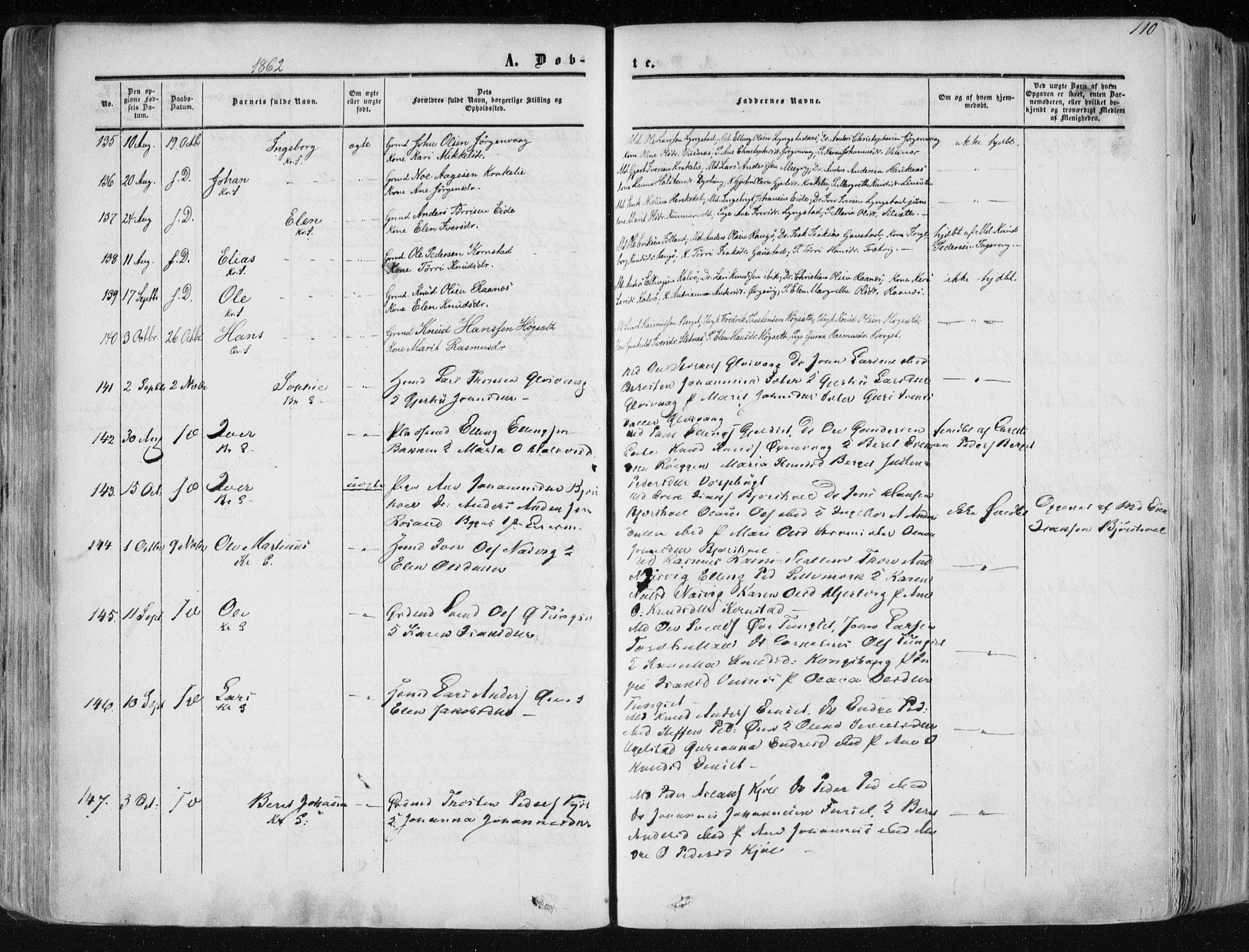 Ministerialprotokoller, klokkerbøker og fødselsregistre - Møre og Romsdal, AV/SAT-A-1454/568/L0804: Parish register (official) no. 568A11, 1854-1868, p. 110