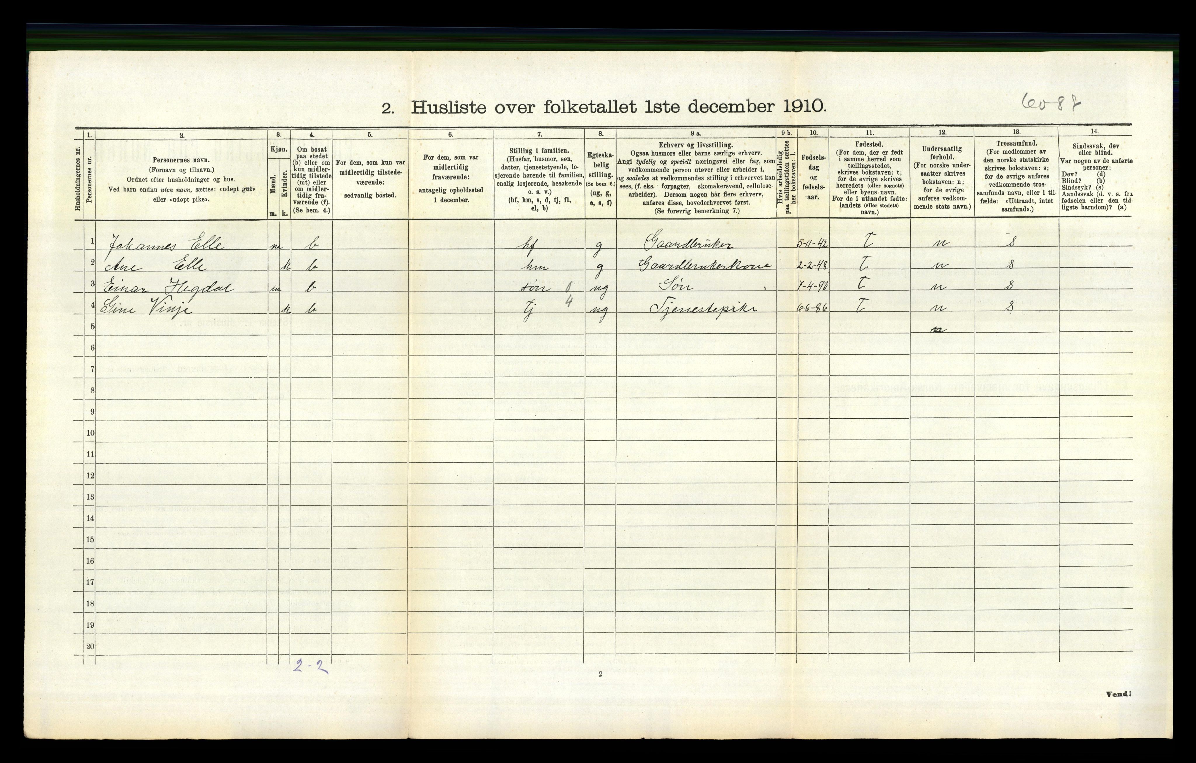 RA, 1910 census for Sokndal, 1910, p. 737