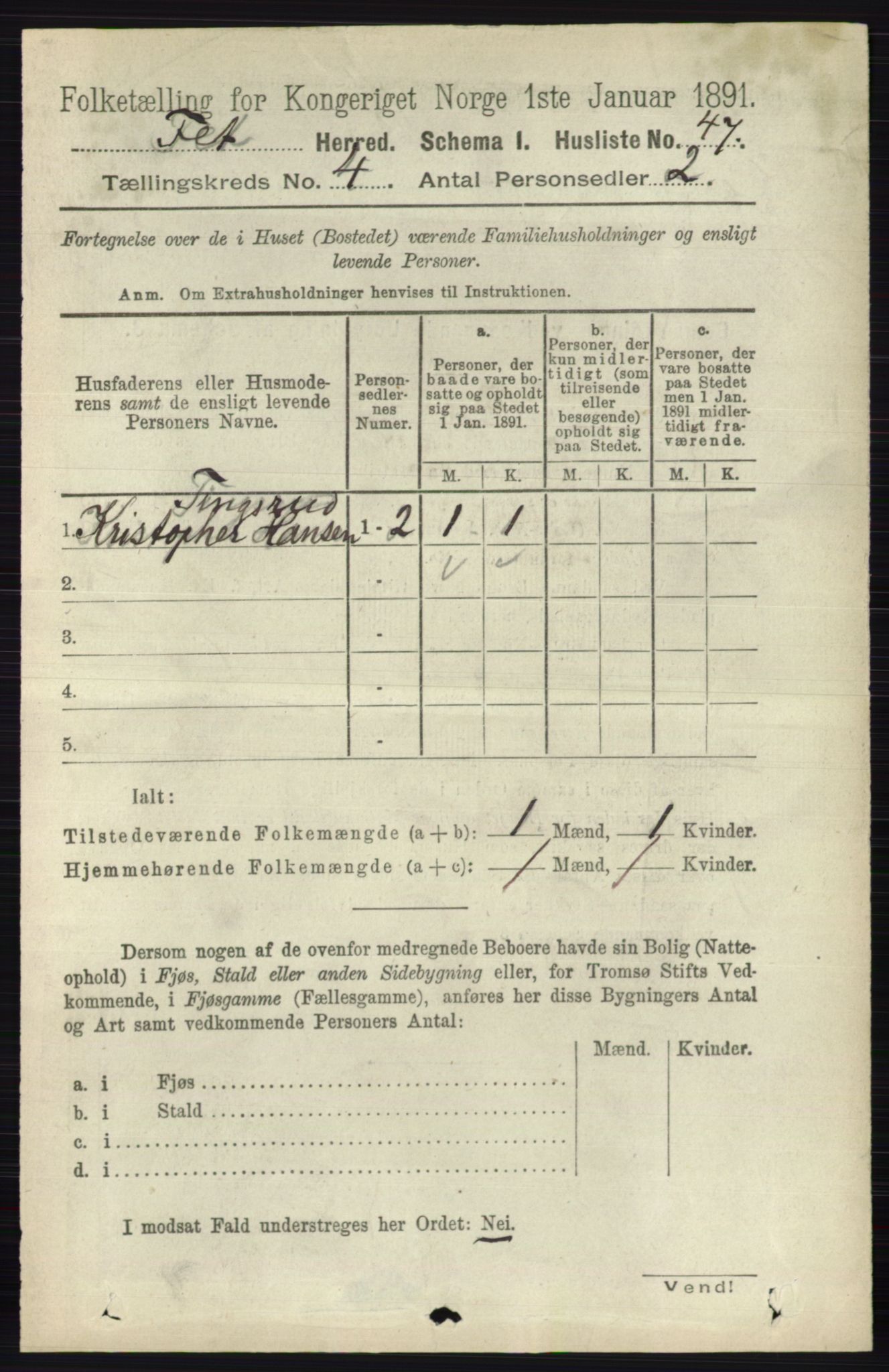 RA, 1891 census for 0227 Fet, 1891, p. 1273