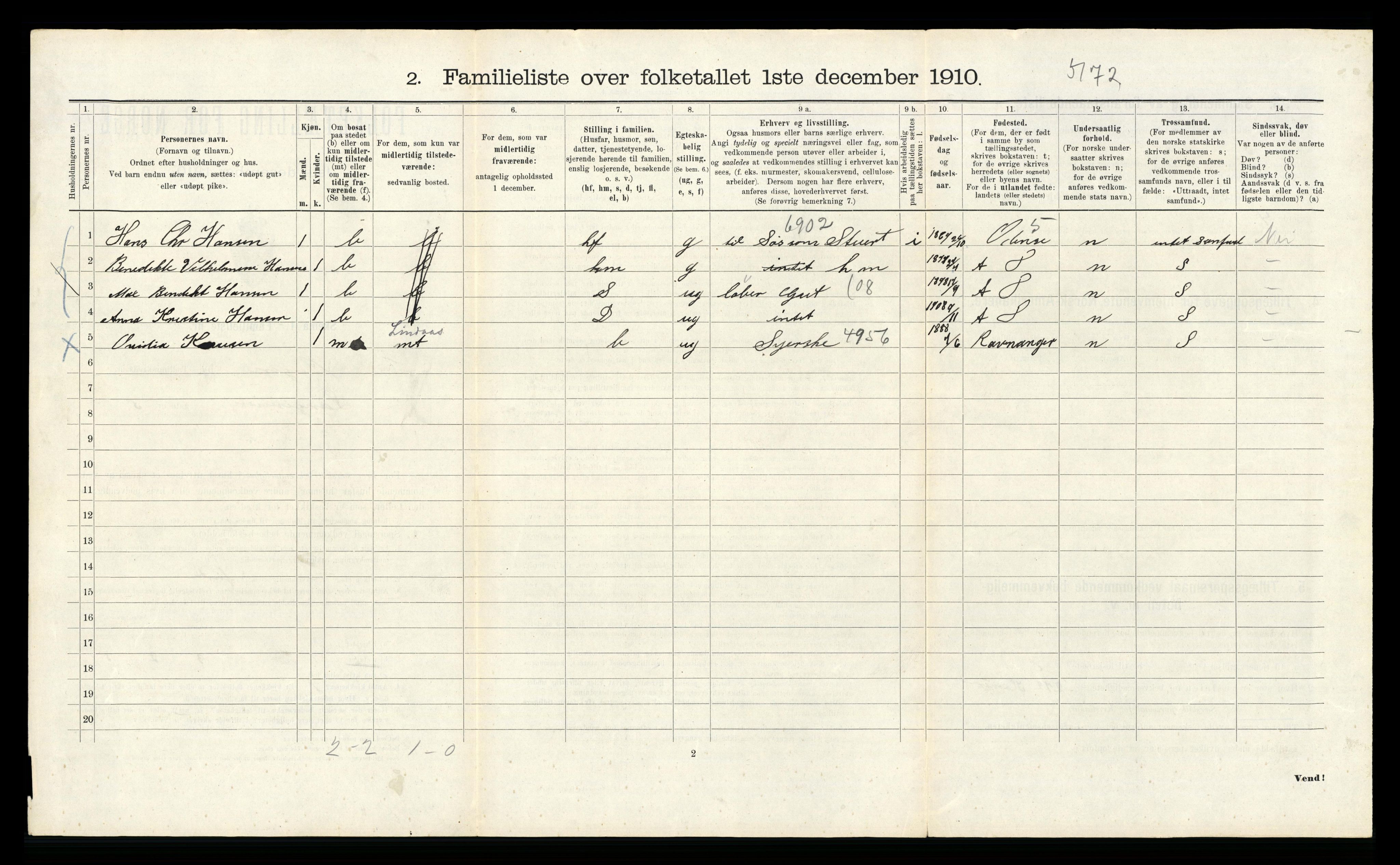 RA, 1910 census for Bergen, 1910, p. 31234