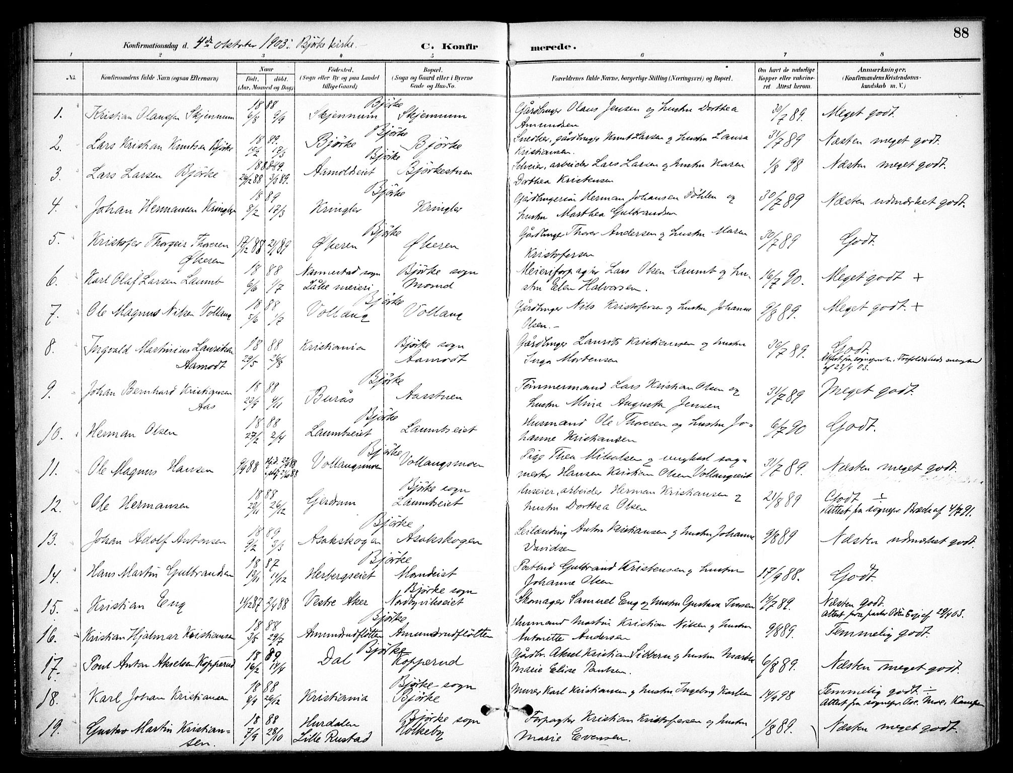 Nannestad prestekontor Kirkebøker, SAO/A-10414a/F/Fc/L0002: Parish register (official) no. III 2, 1893-1907, p. 88