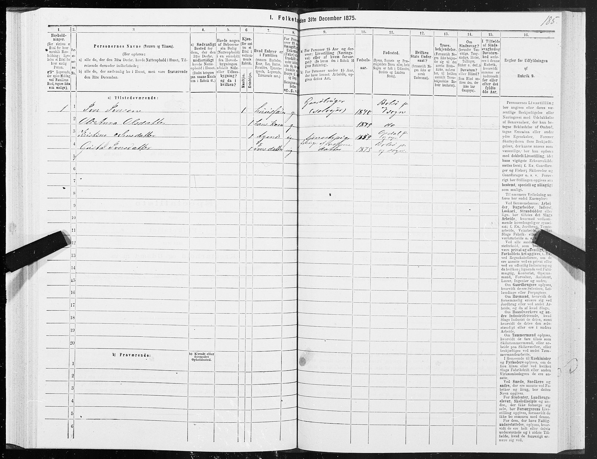 SAT, 1875 census for 1544P Bolsøy, 1875, p. 4185