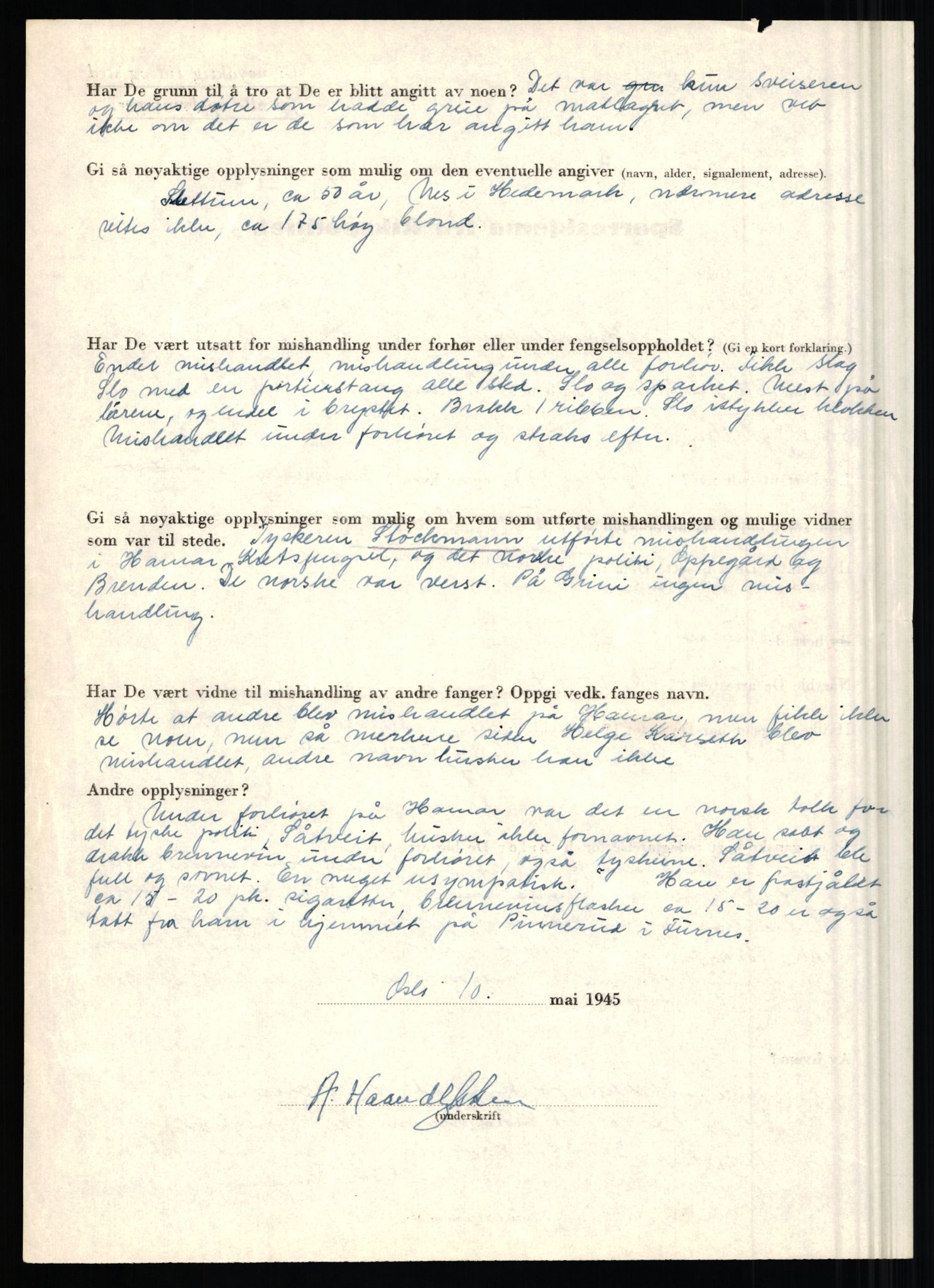 Rikspolitisjefen, AV/RA-S-1560/L/L0007: Heen, Erik C. - Iversen, Trygve, 1940-1945, p. 1026