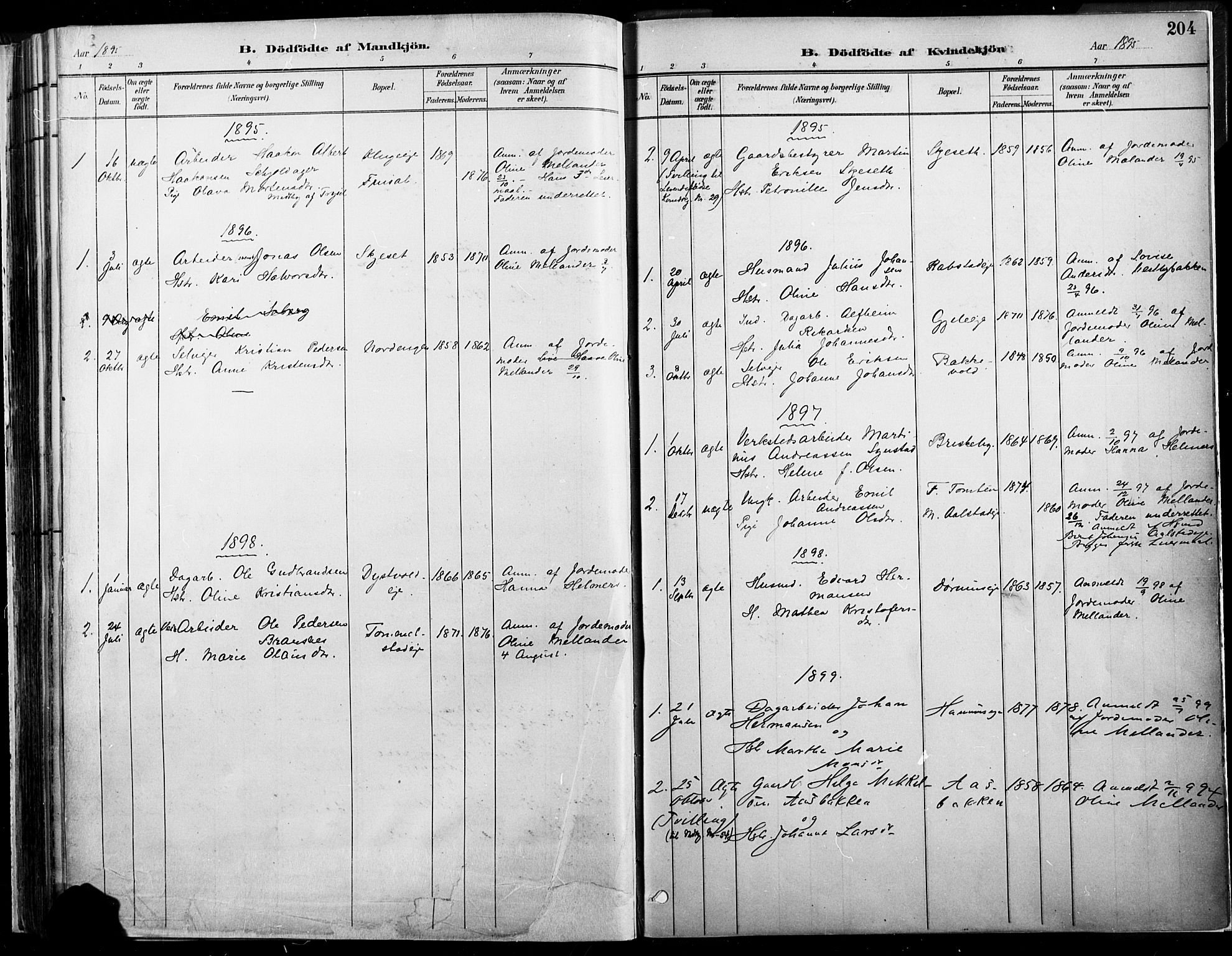Vang prestekontor, Hedmark, SAH/PREST-008/H/Ha/Haa/L0019A: Parish register (official) no. 19, 1886-1900, p. 204