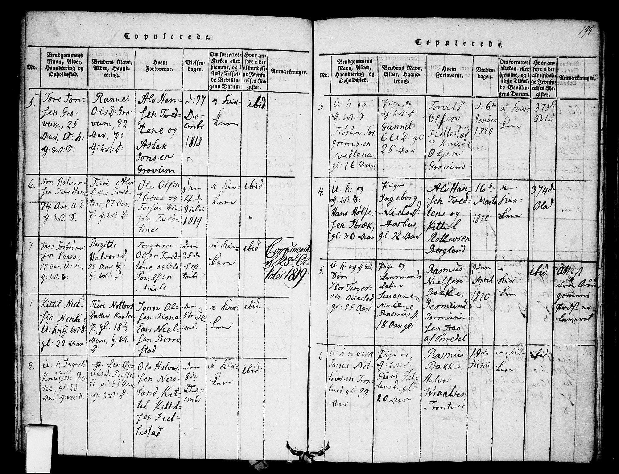 Nissedal kirkebøker, SAKO/A-288/F/Fa/L0002: Parish register (official) no. I 2, 1814-1845, p. 195