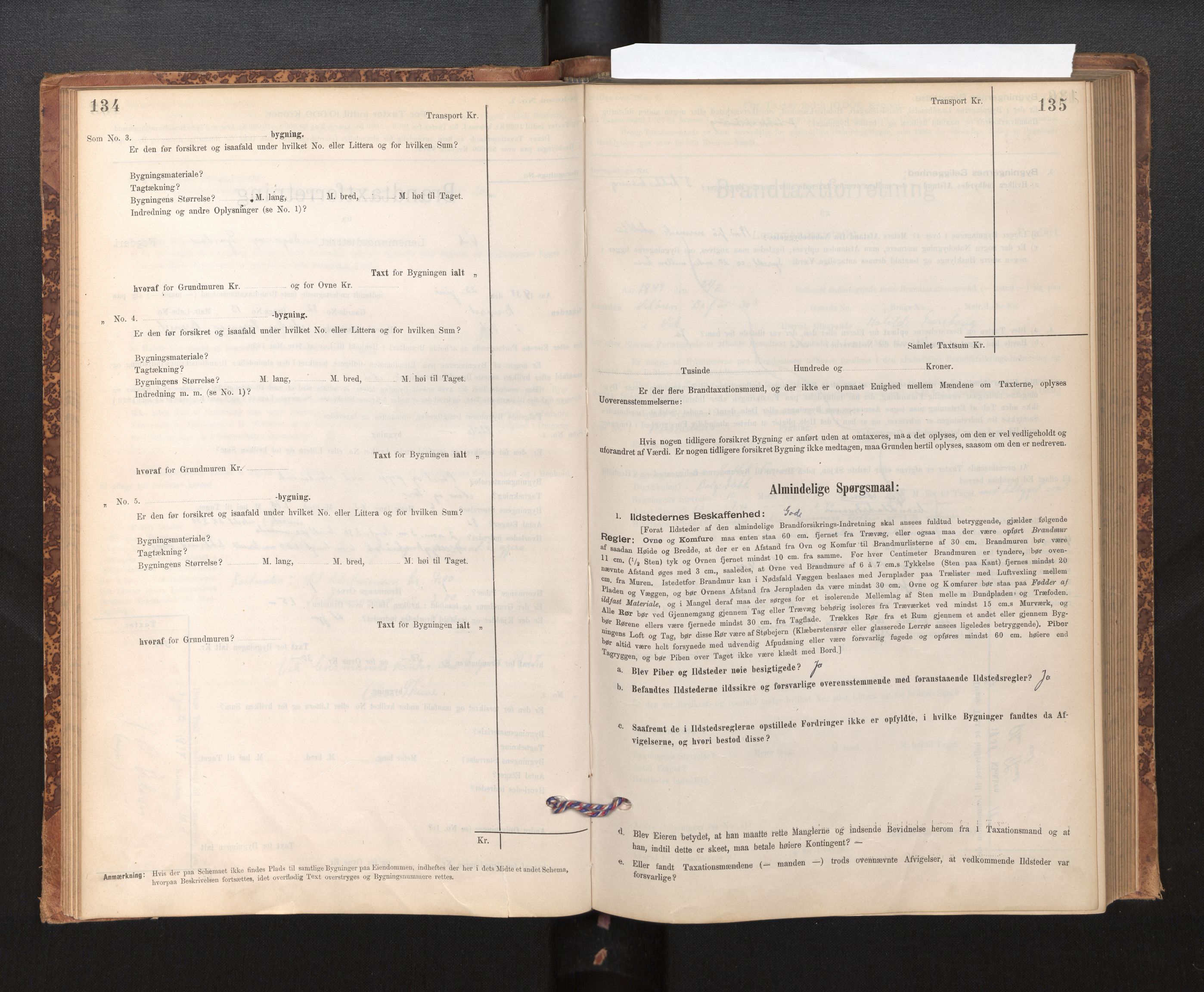 Lensmannen i Vik, SAB/A-30301/0012/L0006: Branntakstprotokoll, skjematakst, 1896-1949, p. 134-135