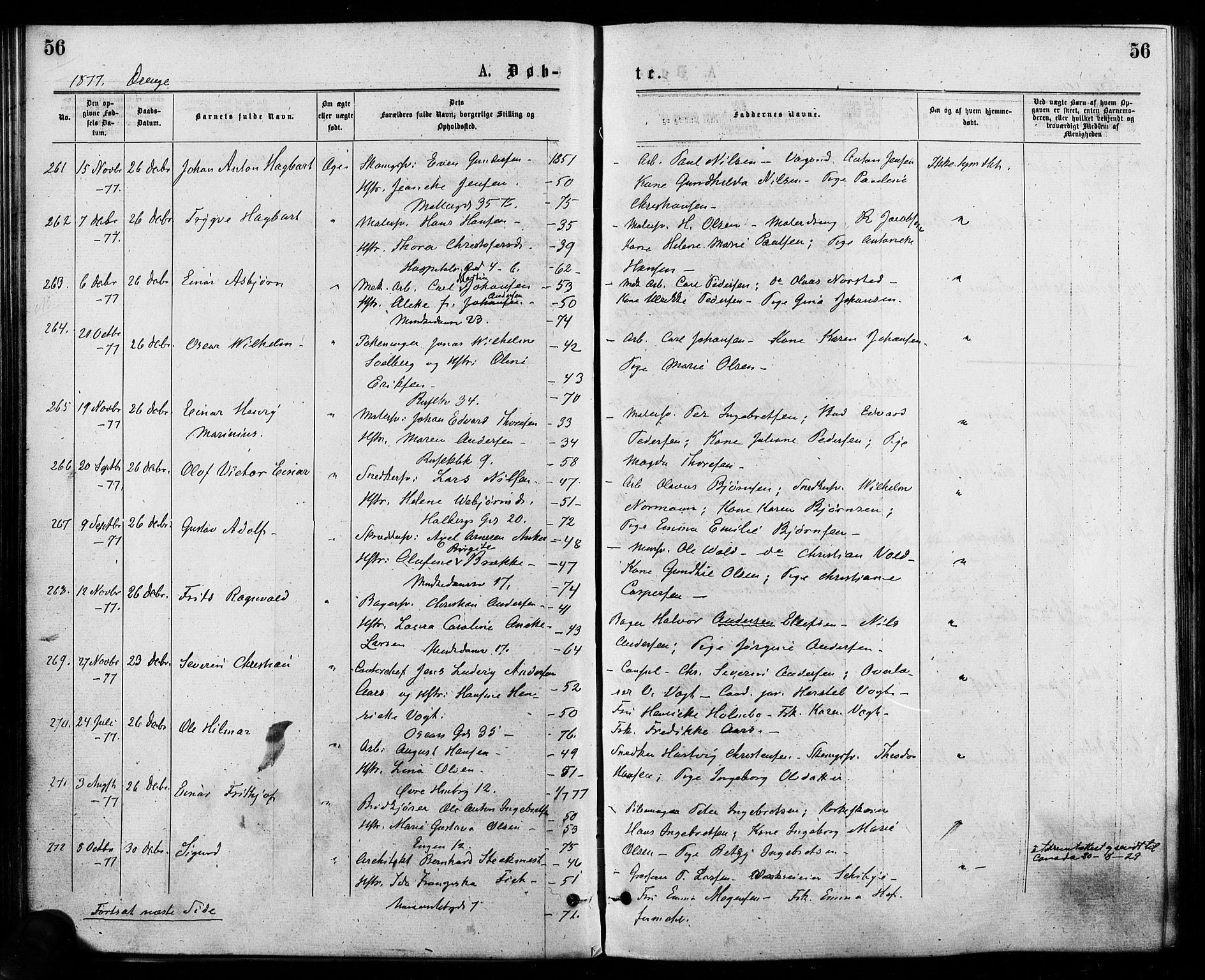Trefoldighet prestekontor Kirkebøker, SAO/A-10882/F/Fa/L0004: Parish register (official) no. I 4, 1876-1880, p. 56