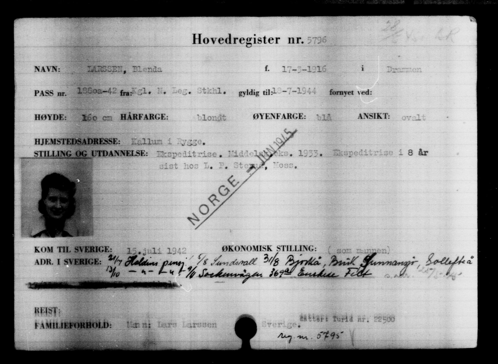 Utenriksstasjonene, Legasjonen i Stockholm, Flyktningkontoret, AV/RA-S-6753/V/Va/L0004: Kjesäterkartoteket, flyktninger med registreringsnr. 3496-6610, 1940-1945, p. 2672