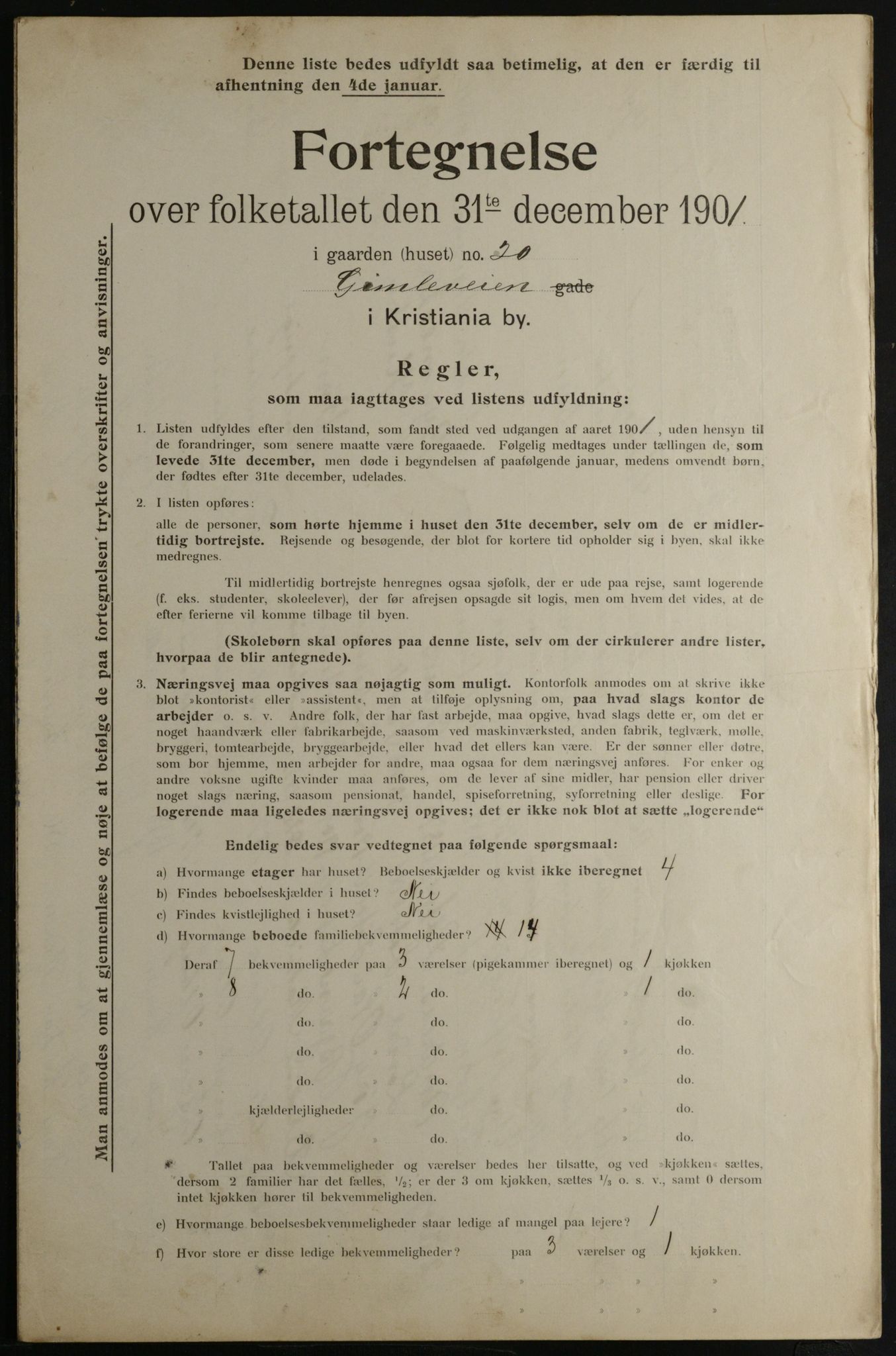 OBA, Municipal Census 1901 for Kristiania, 1901, p. 4685