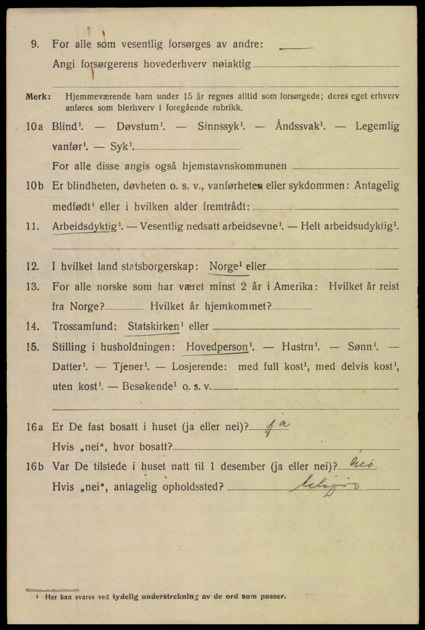 SAK, 1920 census for Arendal, 1920, p. 16053