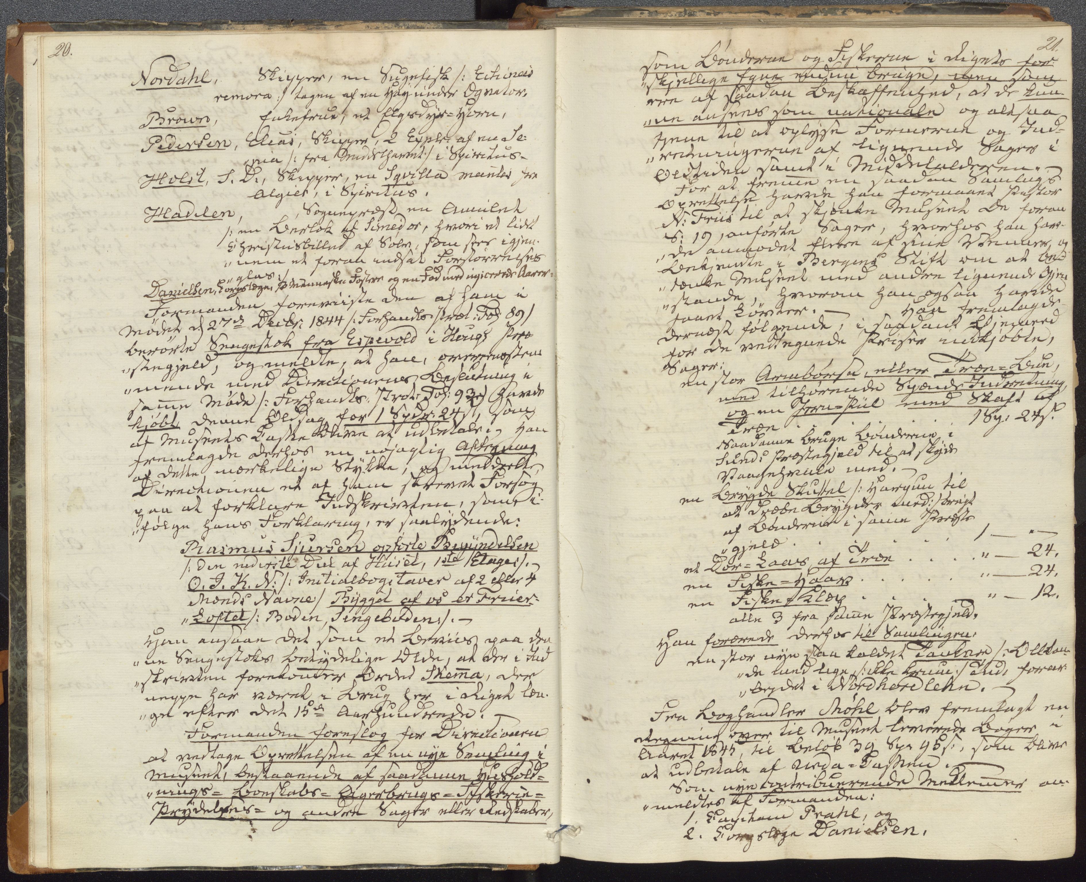 Bergens Museum, UMB/A007/A/Aa/L0005: Forhandlingsprotokoll , 1845-1851, p. 20, 21