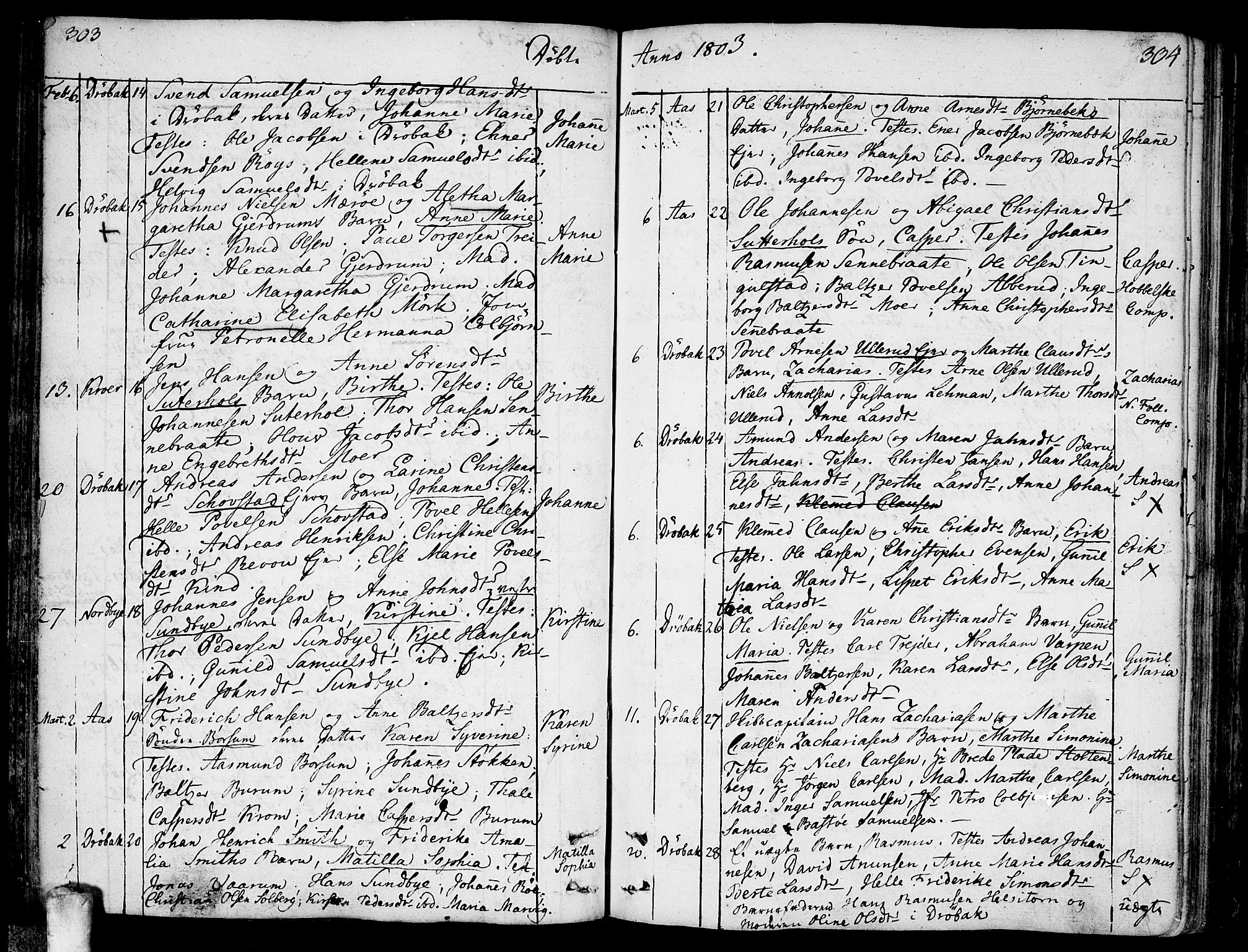 Ås prestekontor Kirkebøker, SAO/A-10894/F/Fa/L0002: Parish register (official) no. I 2, 1778-1813, p. 303-304