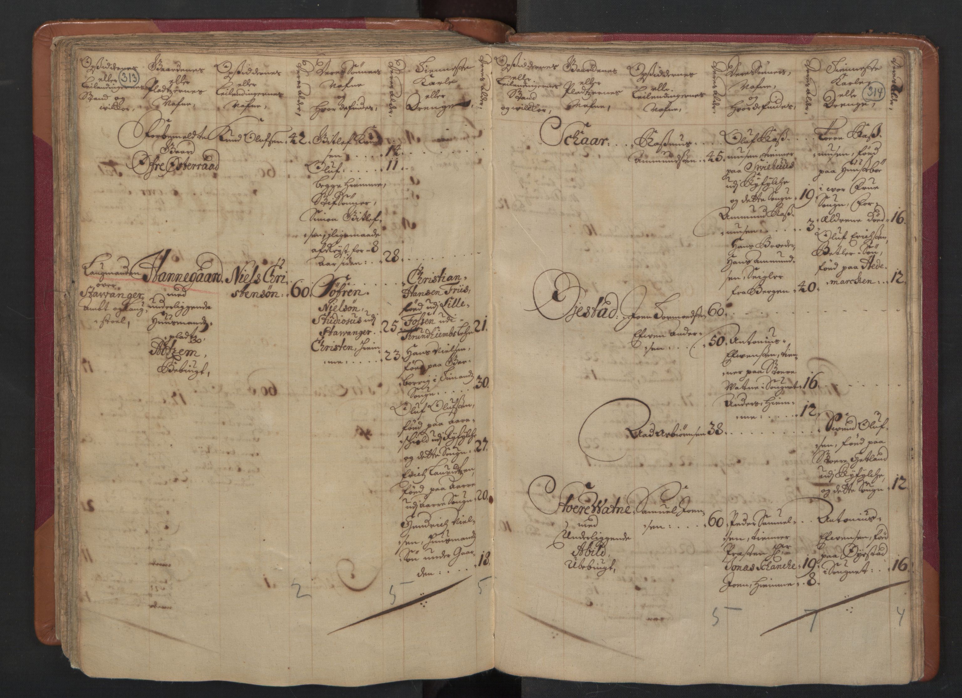 RA, Census (manntall) 1701, no. 4: Jæren and Dalane fogderi, 1701, p. 313-314