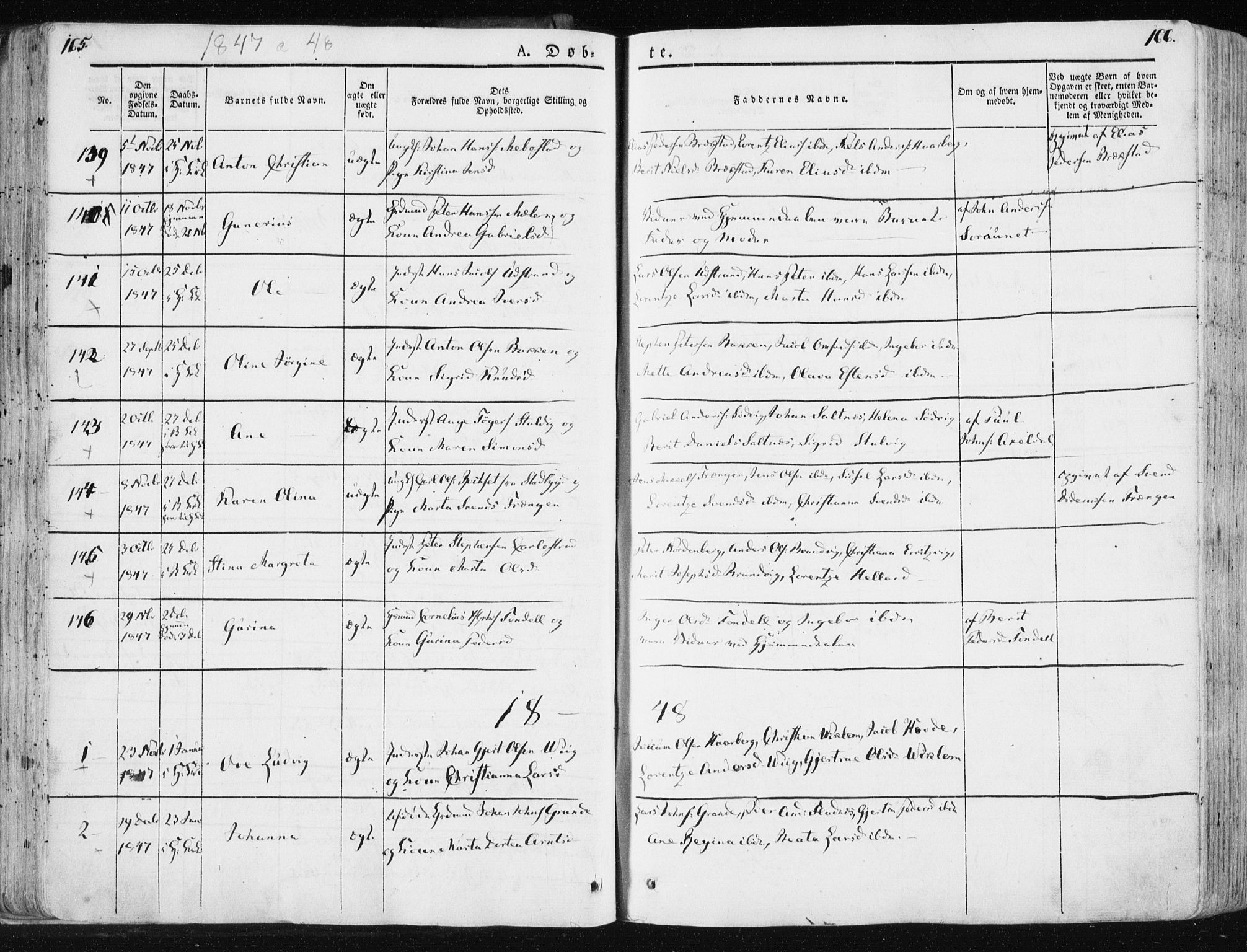 Ministerialprotokoller, klokkerbøker og fødselsregistre - Sør-Trøndelag, SAT/A-1456/659/L0736: Parish register (official) no. 659A06, 1842-1856, p. 165-166