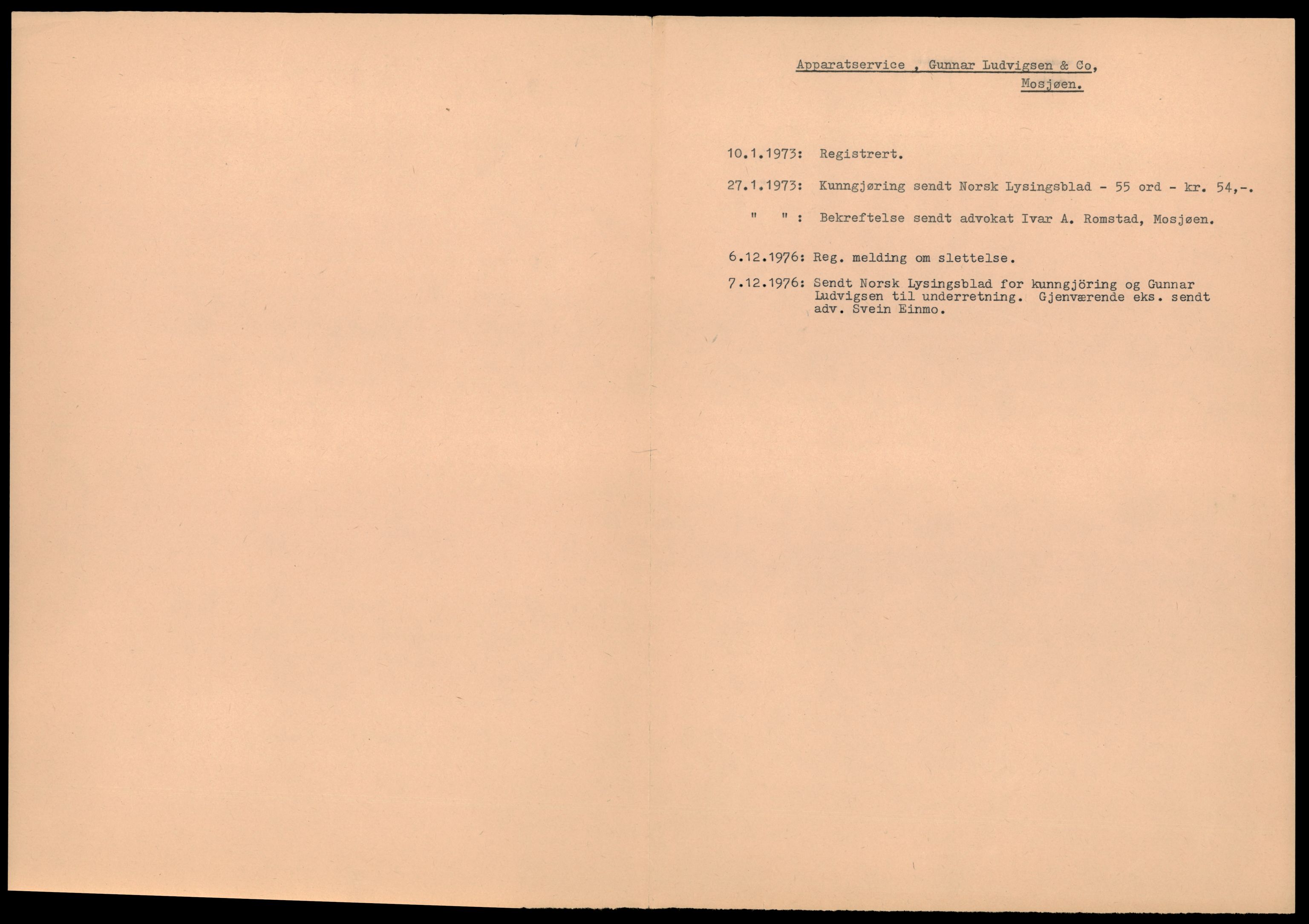Alstahaug sorenskriveri, SAT/A-1009/2/J/Jc/Jcb/L0001: Enkeltmannsforetak, A-D, 1944-1990, p. 1