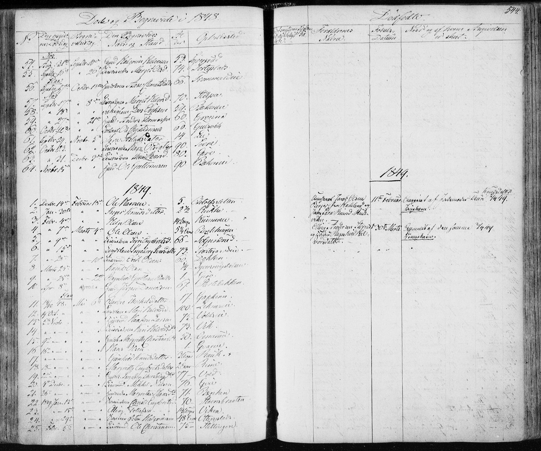 Nes kirkebøker, AV/SAKO-A-236/F/Fa/L0009: Parish register (official) no. 9, 1834-1863, p. 544