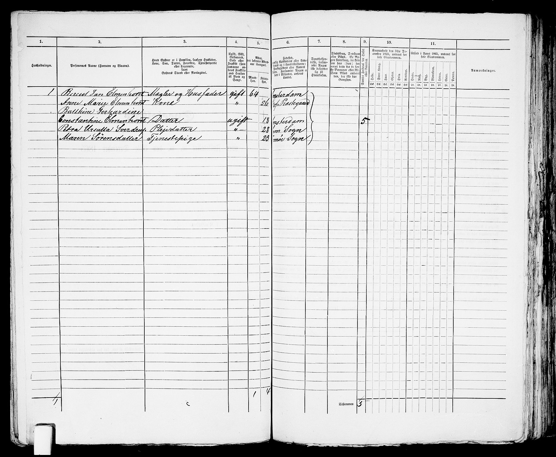 RA, 1865 census for Arendal, 1865, p. 532