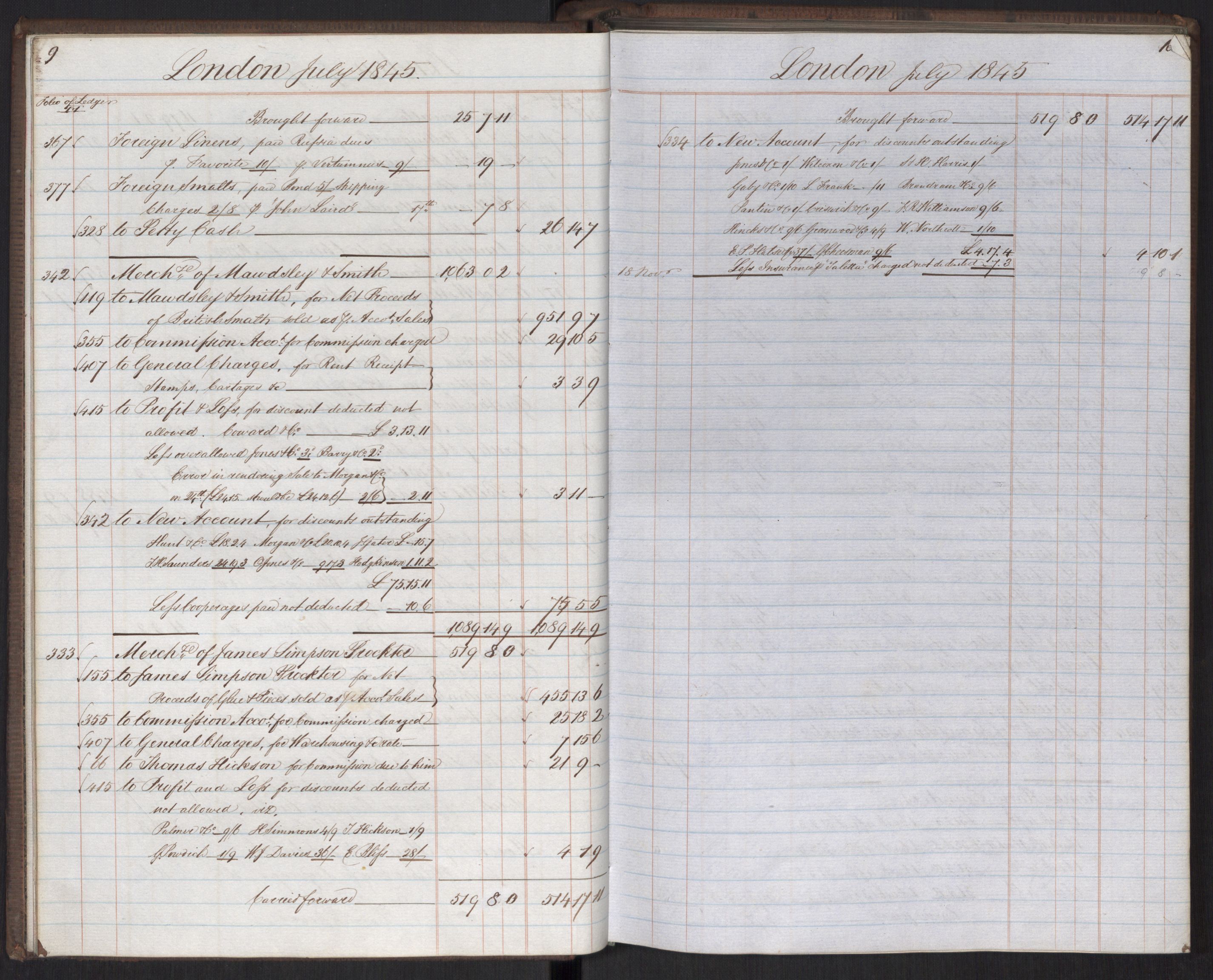 Smith, Goodhall & Reeves, AV/RA-PA-0586/R/L0007: Dagbok (Daybook) F, 1845-1848
