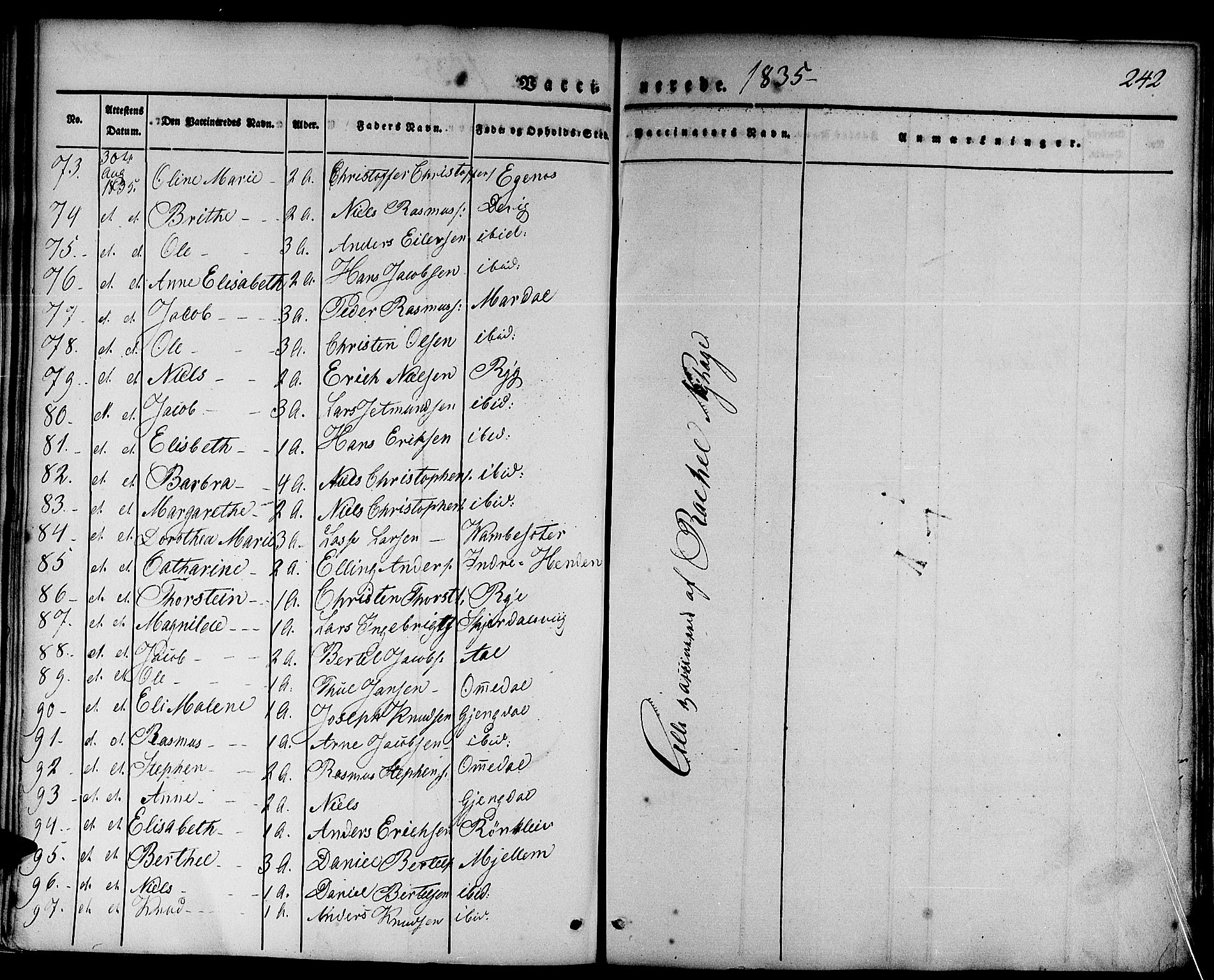 Gloppen sokneprestembete, AV/SAB-A-80101/H/Haa/Haaa/L0007: Parish register (official) no. A 7, 1827-1837, p. 242