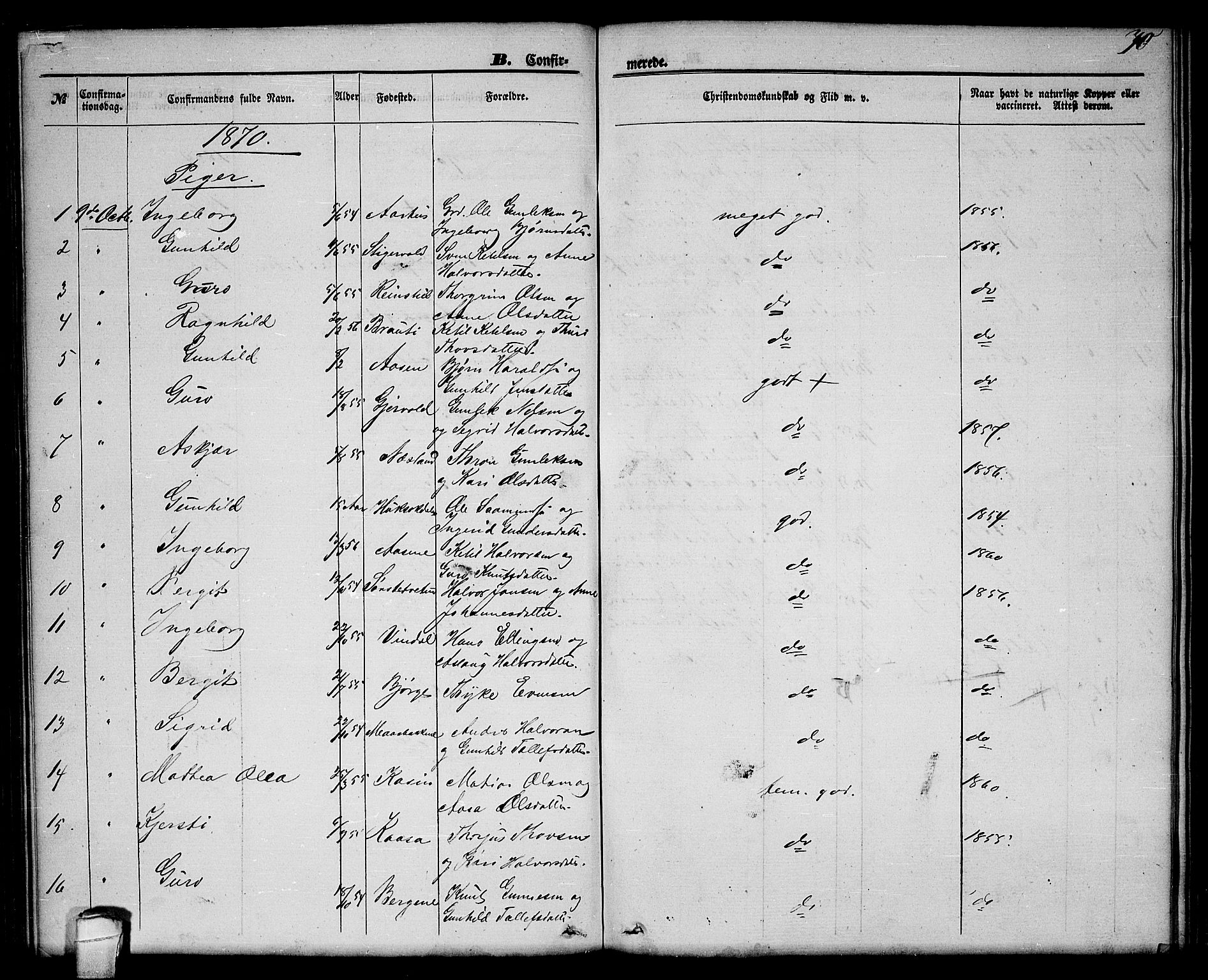 Seljord kirkebøker, AV/SAKO-A-20/G/Ga/L0003: Parish register (copy) no. I 3, 1866-1873, p. 70